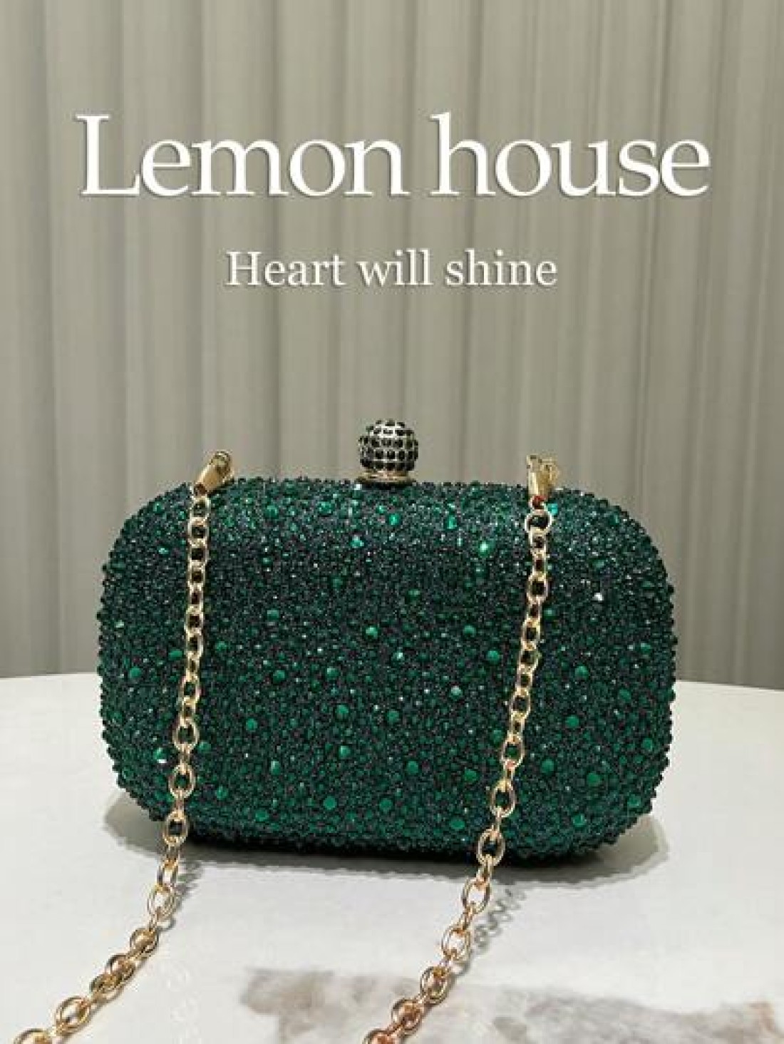 1pc Elegant Green Rhinestone Decor Mini Clutch Purse With Detachable Metal Chain Strap Suitable For Formal Events Wedding Party And Make A Great Gift For Women Perfect For Party Wedding Prom Dinner Ba