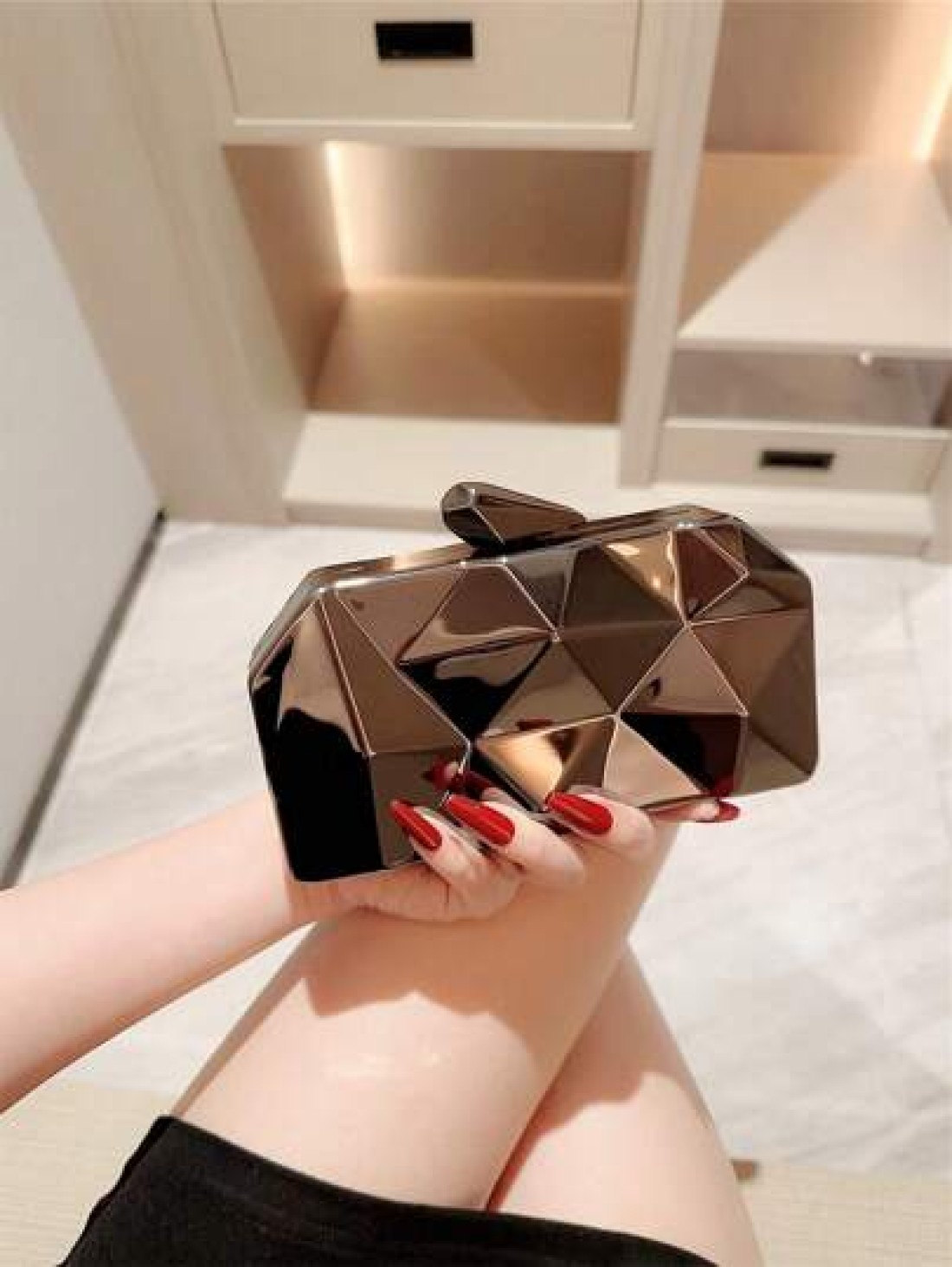 Moonlit EveBag 1pc Fashionable Metal Hardware Unique Shaped Evening Clutch Bag Party Bag Wedding Bag Chain Bag Formal Dress Bag Bride s Bag