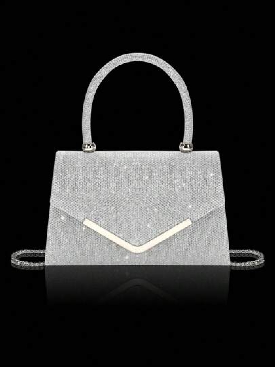 Shiny Elegant Fashionable Charming Rhinestone Flap Handbag Exquisite Women s Evening Bag Matched With Glitter Rhinestone Jewelry Three Pieces Set Luxurious And Exquisite Rhinestone Necklace Bracelet A