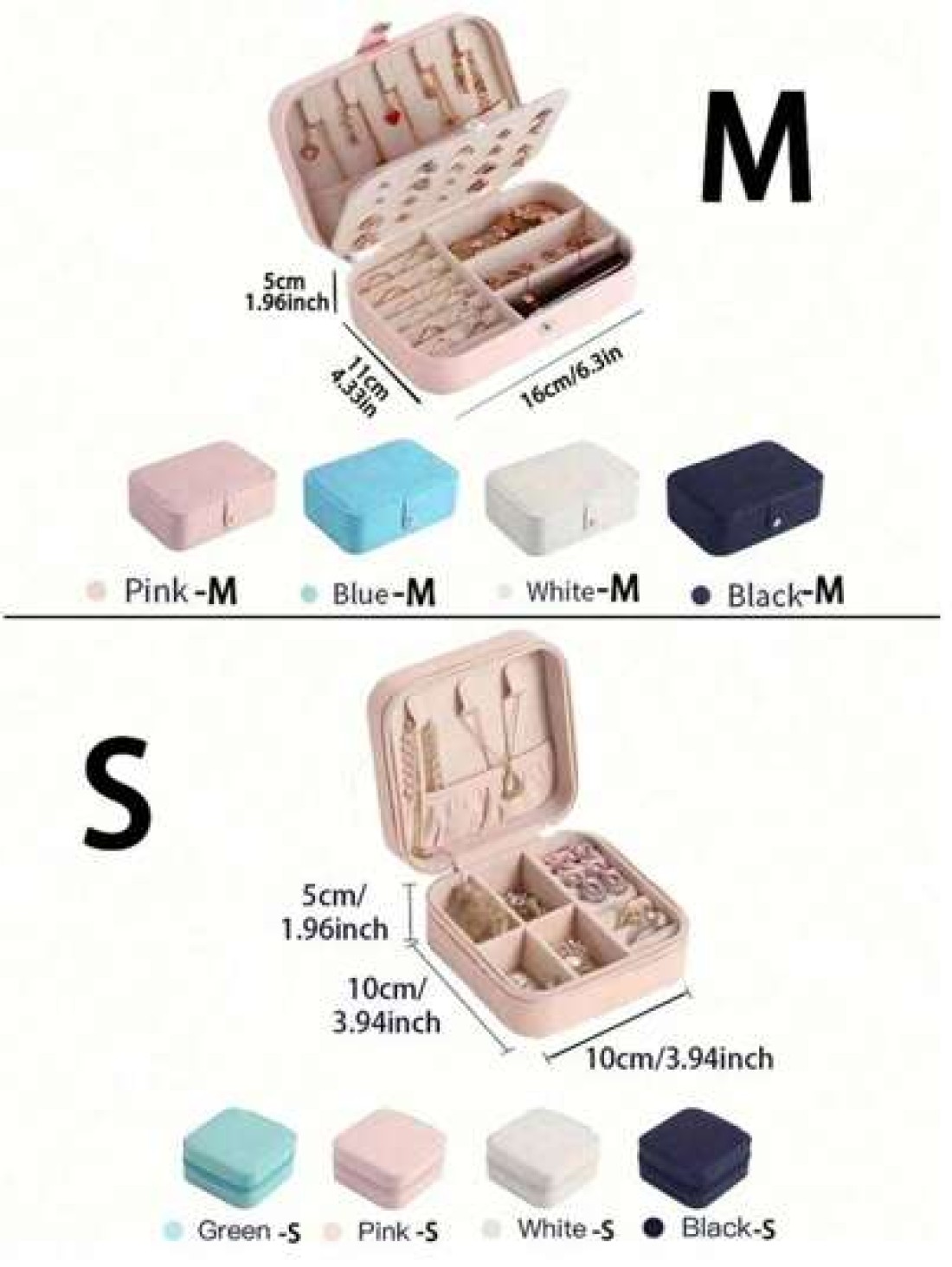 1pc Portable Travel Jewelry Box Fashion Zipper Jewelry Case Mini Ring Box Waterproof PU Leather Storage Bag Jewelry Organizer And Container With Velvet Lining For Rings Earrings Pendants Necklaces Bra