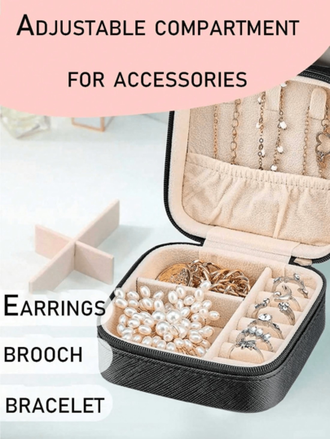 1 Pc Portable Travel Jewelry Box Large Capacity Jewelry Storage Box Household Makeup Organizer Lockable Jewelry Case Small Compact Travel Jewelry Organizer For Earrings Necklaces Rings Dust Proof Jewe