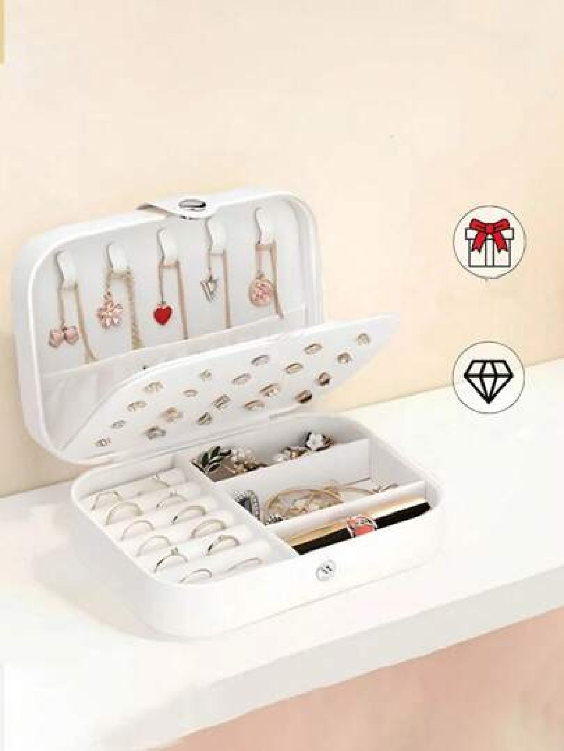 Large Capacity Jewelry Organizer Box Portable Travel Case For Earrings Rings Necklaces Multi Layer Storage With Zipper Makeup Toiletry Essentials Gift For Women Makeup Organizer