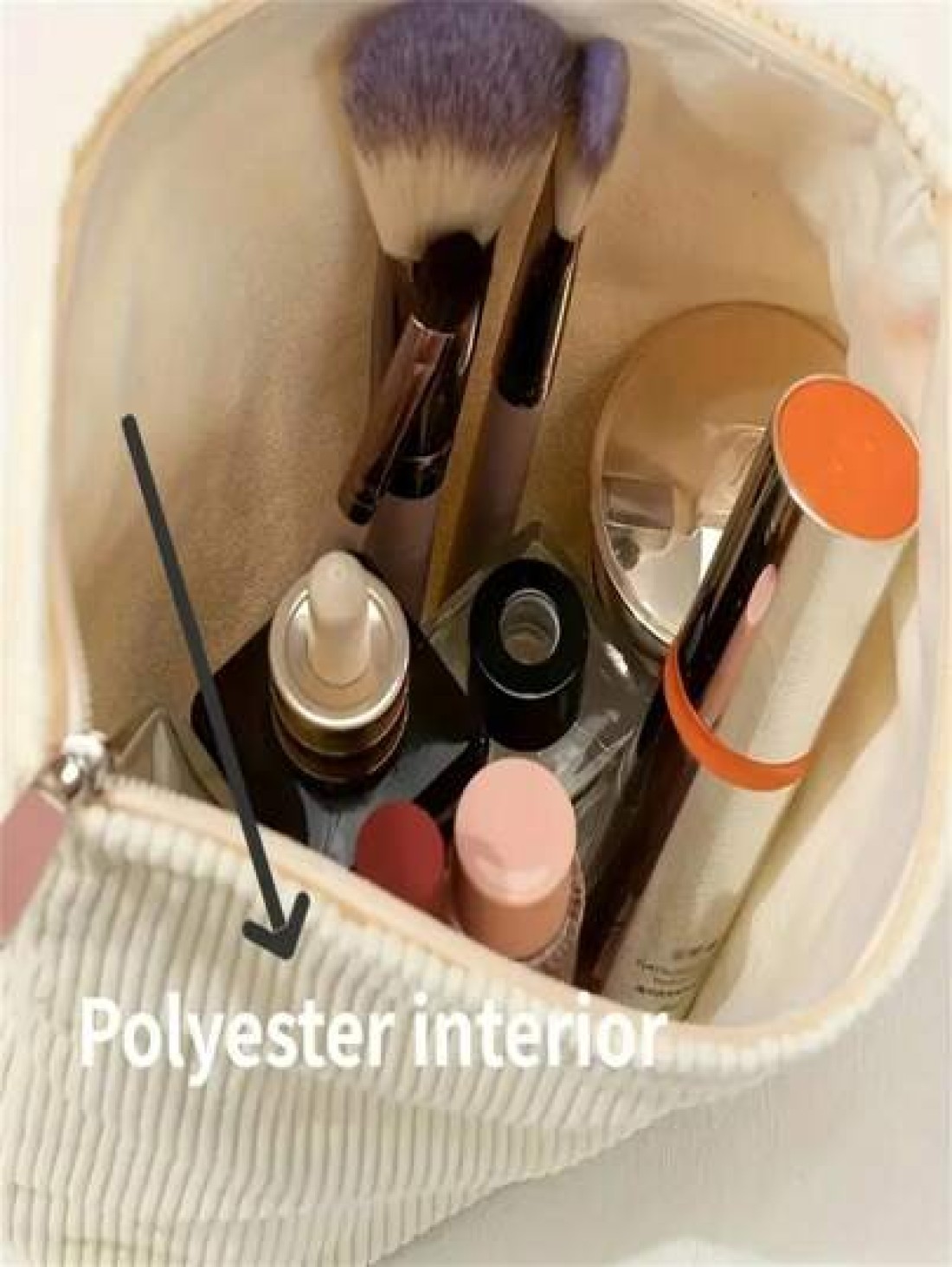 1 Piece Simple Corduroy Makeup Bag Handbag Organizer Pouch Casual Portable Cosmetic Case Summer Travel Vacation Home Bathroom Decor Holiday Makeup Organizer