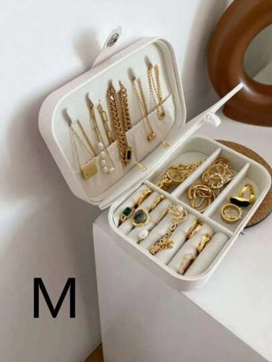 1pc Portable Jewelry Organizer Case Multifunctional Makeup Box Vanity Makeup Tray Foldable Large Capacity Travel Jewelry Display Box Jewelry Gift Box Minimalist Flip Cover Makeup Organizer