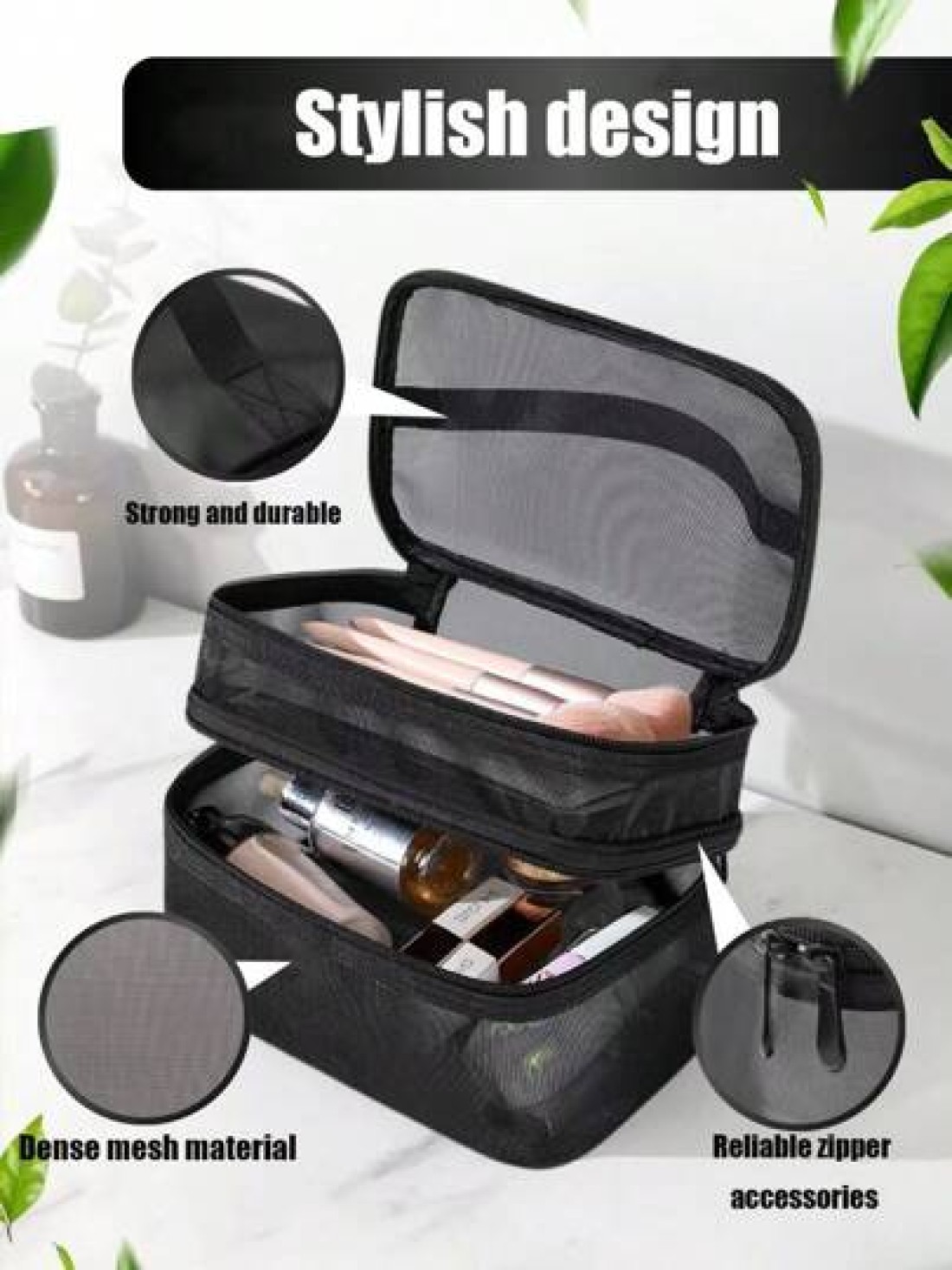 1pc Multi Functional Toiletry Bag Portable Makeup Storage Organizer Waterproof Cosmetic Pouch Large Capacity Travel Bag For Makeup Brushes Lipstick Nail Polish Jewelry Electronics Perfect Gift For Bir