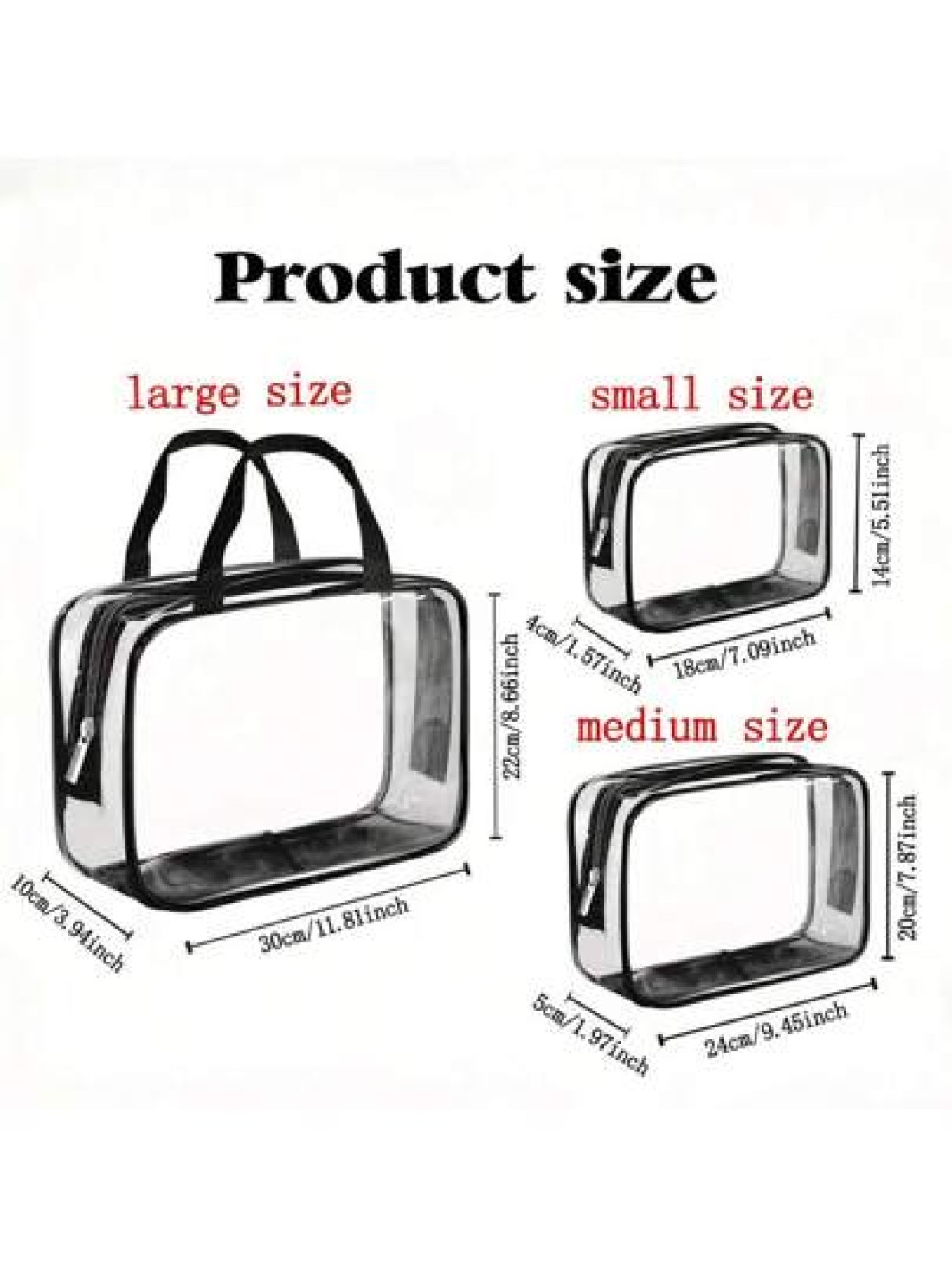 3Pcs Set Transparent Toiletry Bags Large Capacity Travel Organizer Storage Pouch Makeup Cosmetics Bag Multifunction Makeup Bag Beach Pool Spa Gym Bag Large Capacity Travel Toiletries Zipper Storage Ba