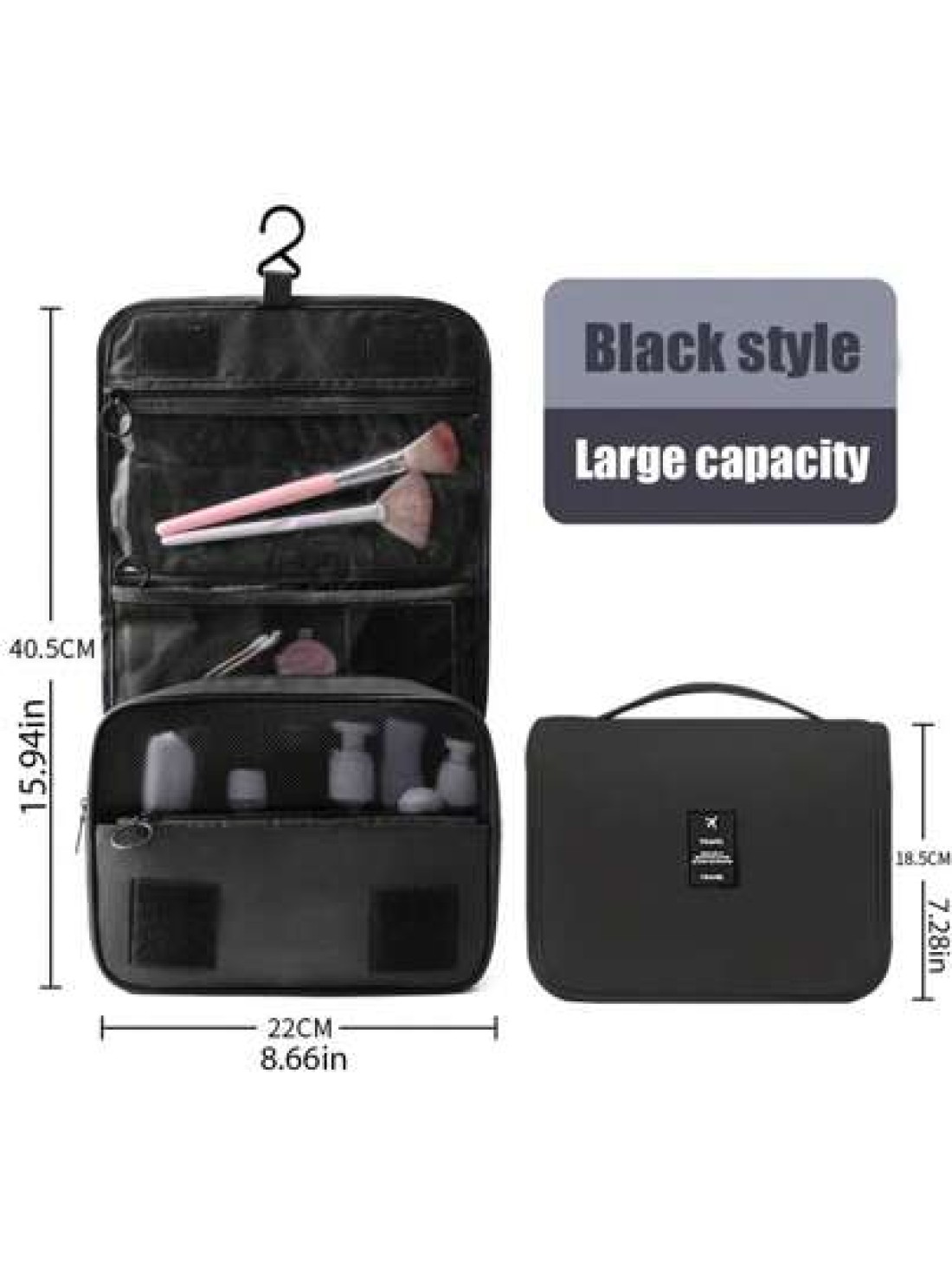 1pc Large Capacity Multi Function Zoned Storage Bag Hanging Toiletry Cosmetic Bag Travel Organizer Tote Boho Style For Hotel Narrow Bathrooms Outdoor Camping Quick Access Items Interior Space Layout M