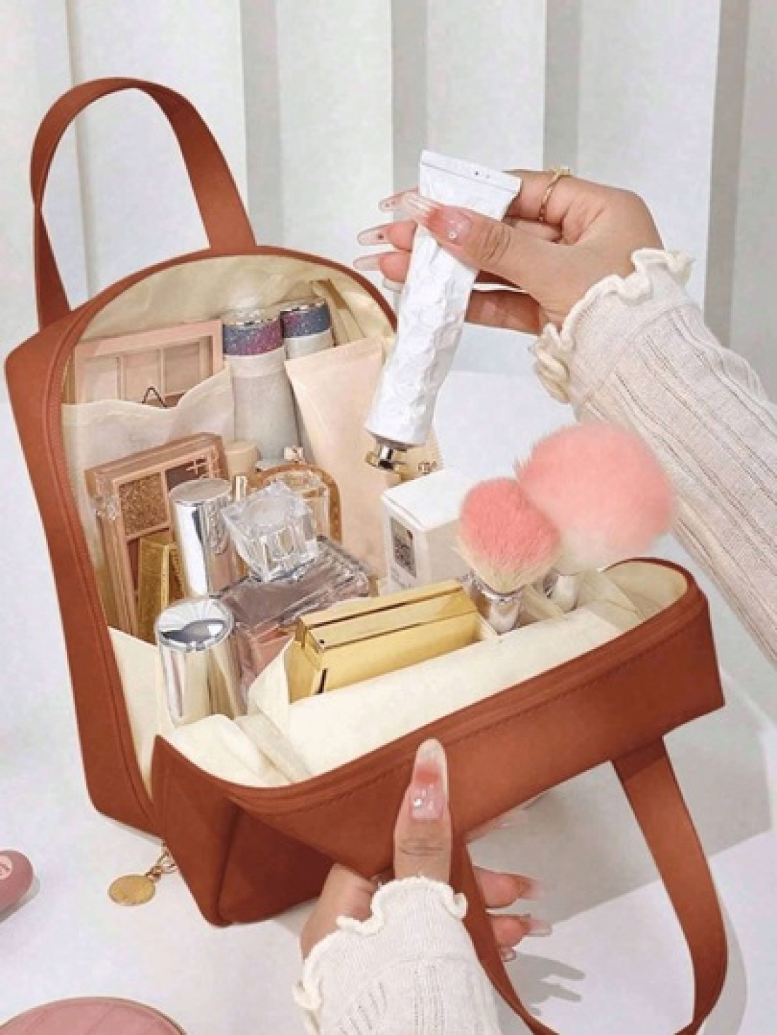 1pc Makeup Bag Cosmetic Bag Toiletry Bag Ladies Bag Portable Toiletry Kit Waterproof Makeup Bag Large Capacity Makeup Bag Cosmetic Travel Bag Multi Functional Travel Organizer Clutch Cosmetic Storage
