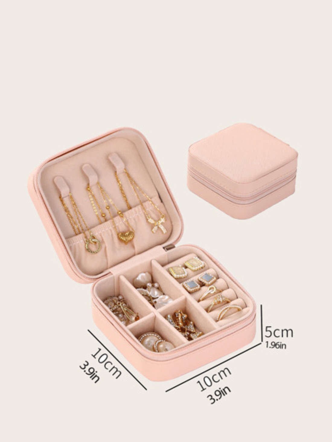 1PC Mini Jewelry Organizer Display Travel Jewelry Zipper Case Boxes Earrings Necklace Ring Portable Jewelry Box Leather Storage Jewelry Storage Box Women Gifts Girl Gifts Girlfriend Gifts Back To Scho