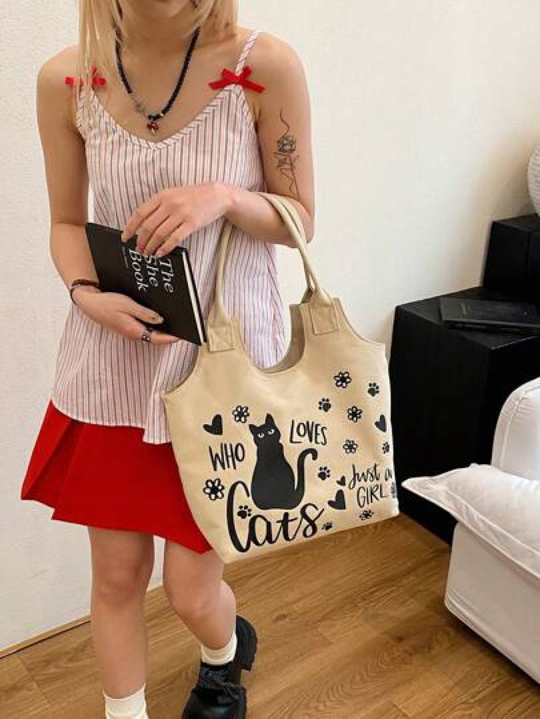 New Fashion Casual Women s Underarm Bag Large Capacity Tote Bag Cat Print Pattern Women s Shoulder Bag Canvas Material