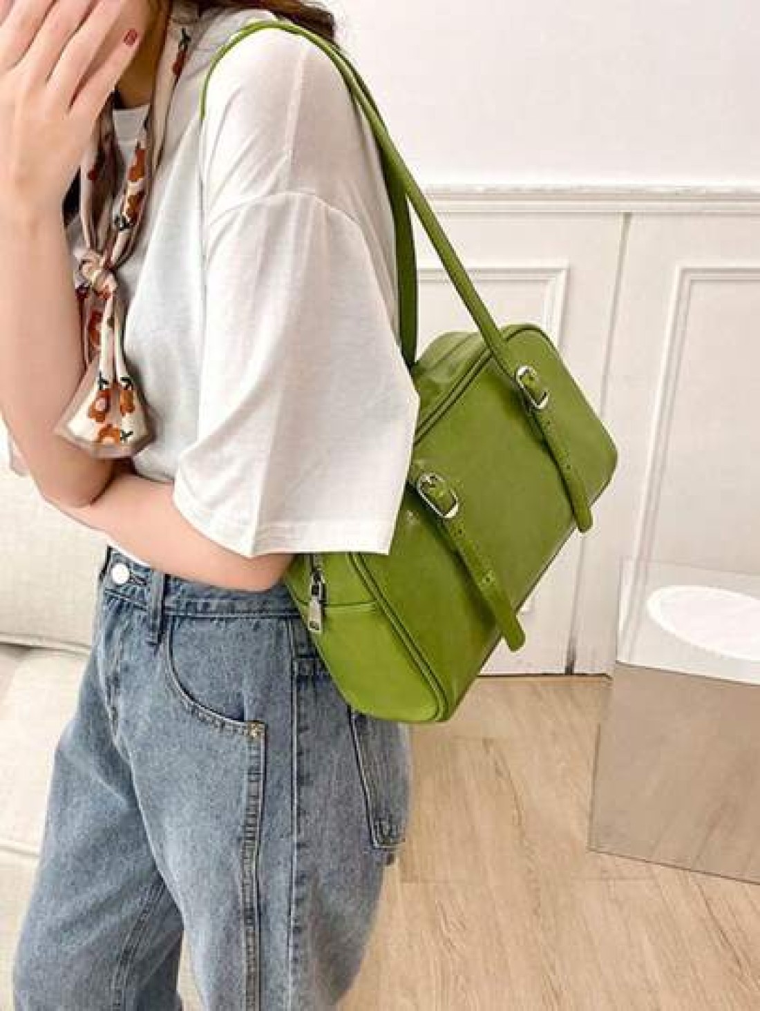 Women s Solid Color Versatile Simple Shoulder Bag For Commuting