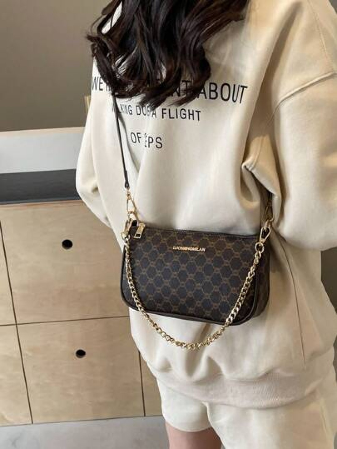 Women s Pu Leather Chain Shoulder Bag With Underarm Design