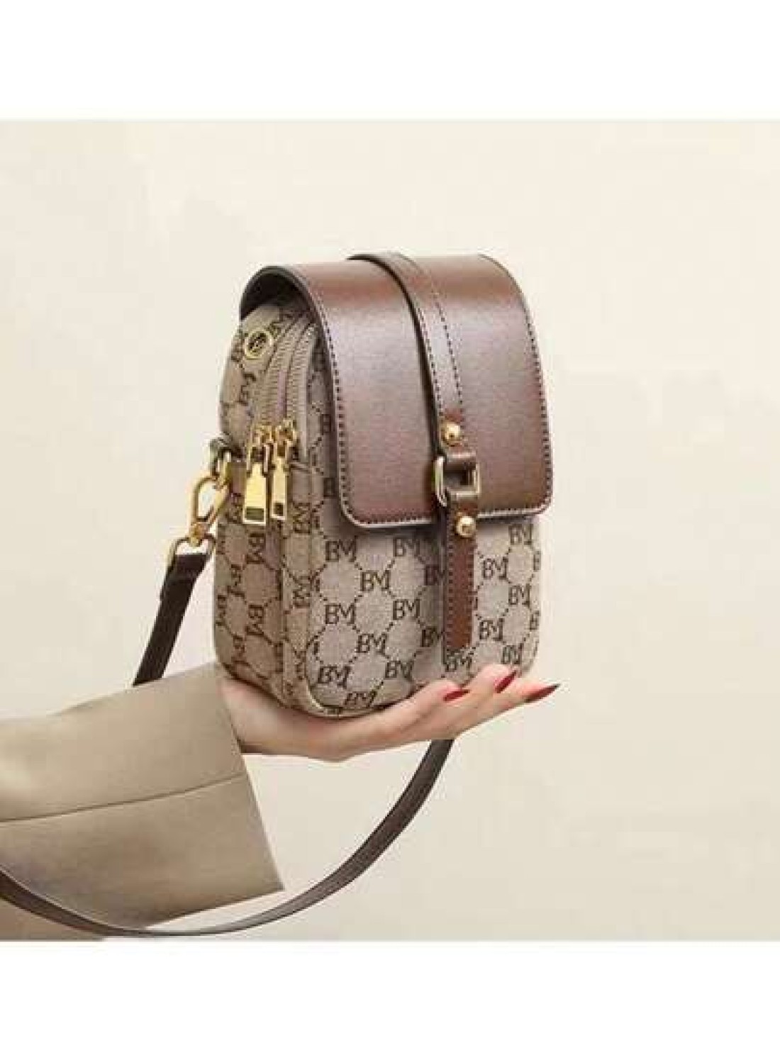 Multifunctional Crossbody Bag With Multiple Pockets Cell Phone Pocket Earphone Hole For Women Faux Pearl Decor Phone Wallet Mini Argyle Quilted Crossbody Coin Purse Women Shoulder Bag