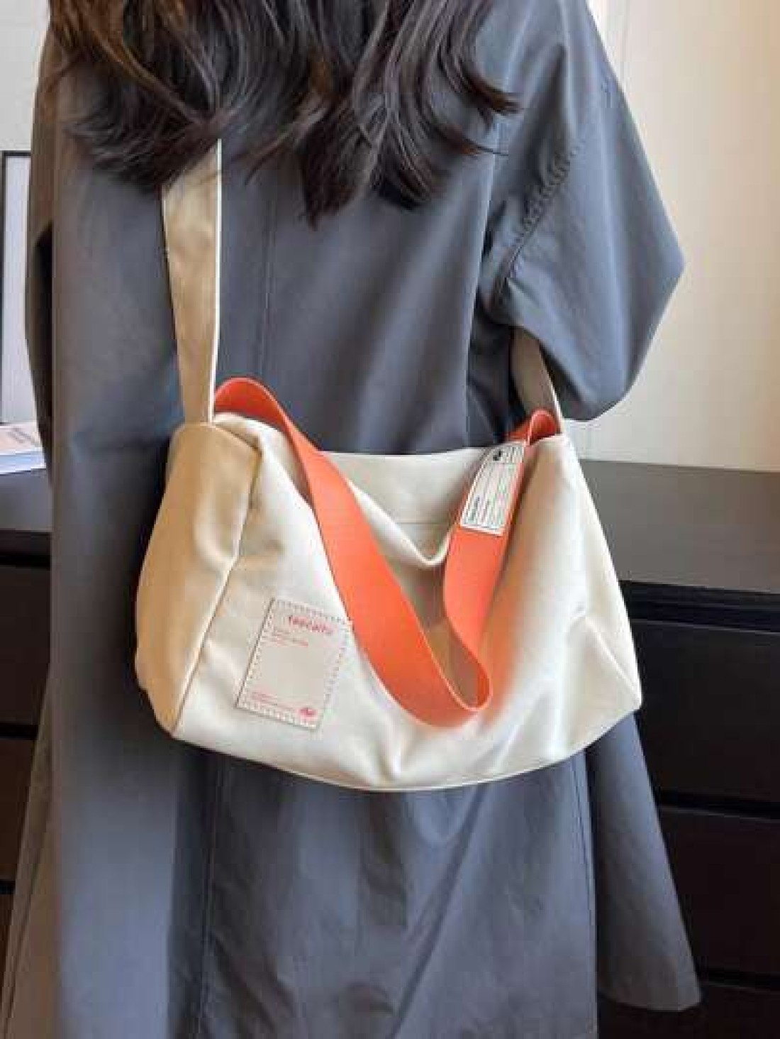 Fashionable Women s Shoulder Bag Casual Simple Large Capacity Adjustable Strap Tote Bag Zipper Closure Colorblock Cloth Bag Suitable For Daily Use College School Foldable Cross Body Handbag