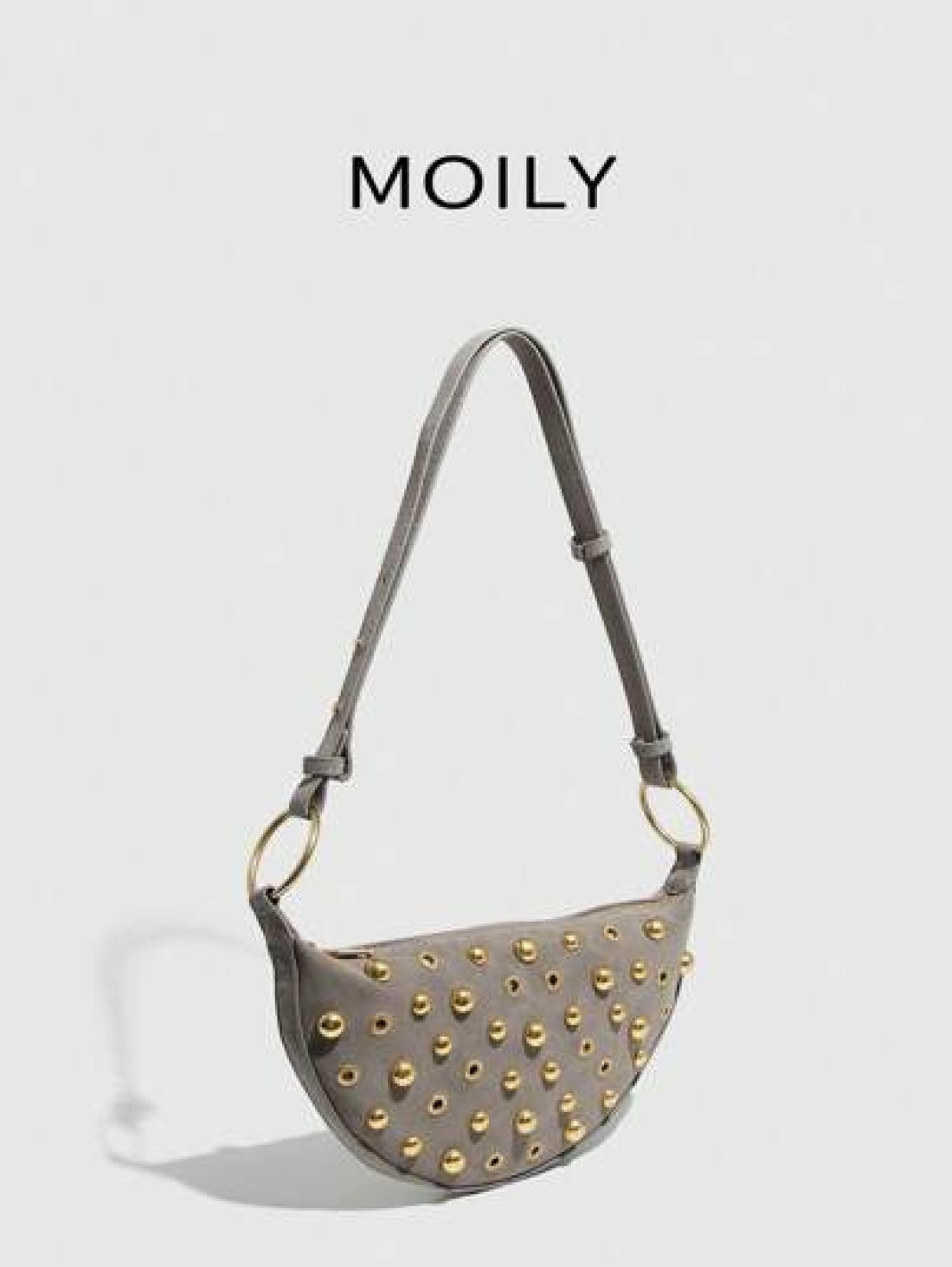 Street Punk Rivet Adjustable Shoulder Women s Crossbody Saddle Bag