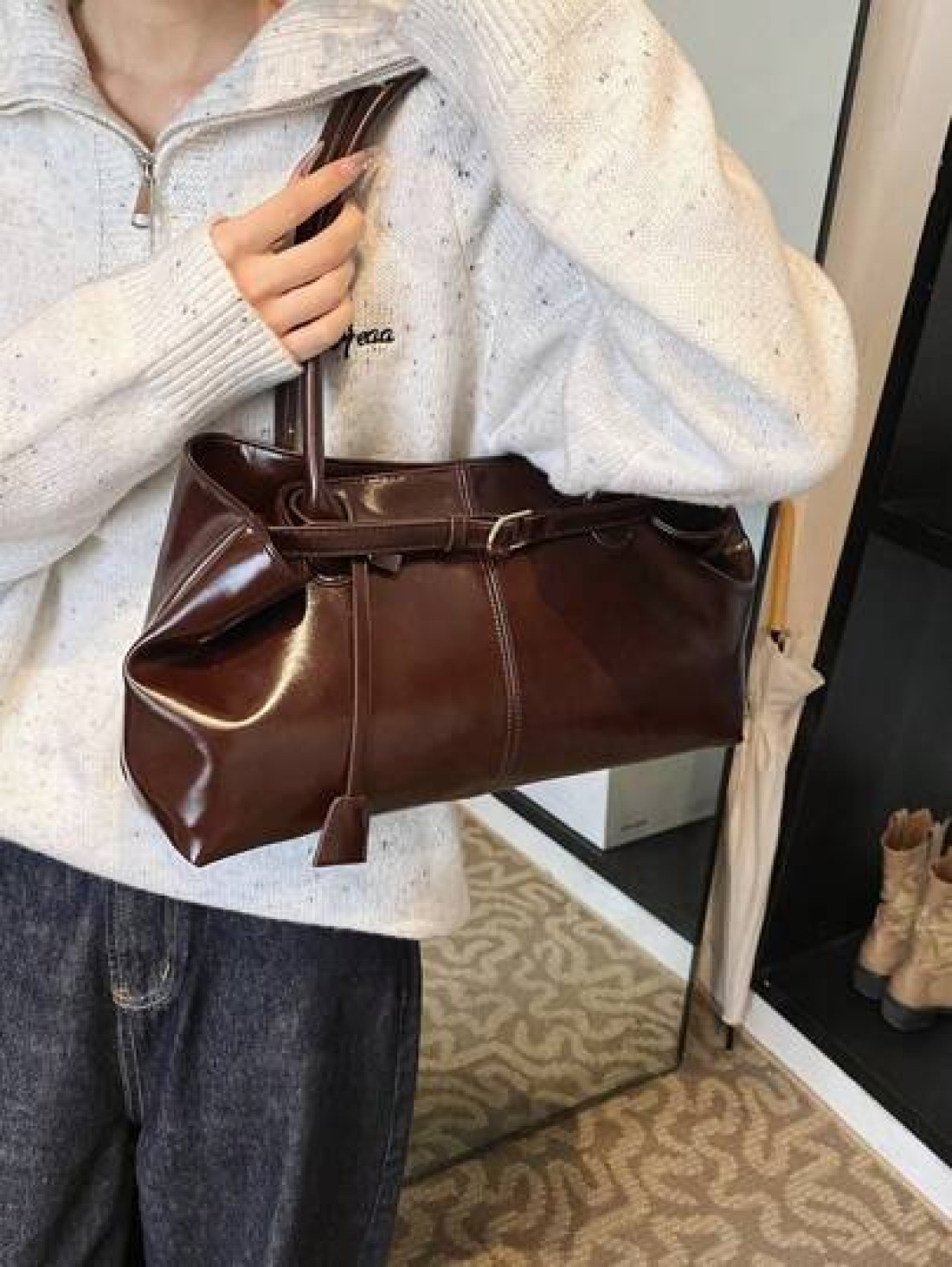 1pc Women s High Capacity Tote Handbags Female Pu Leather Shoulder Bags Handbag Bags For Girl Casual Classic Simple Designer Business Style Bag Fashion Lady Commute Handbags Commuting To Work Black Wh
