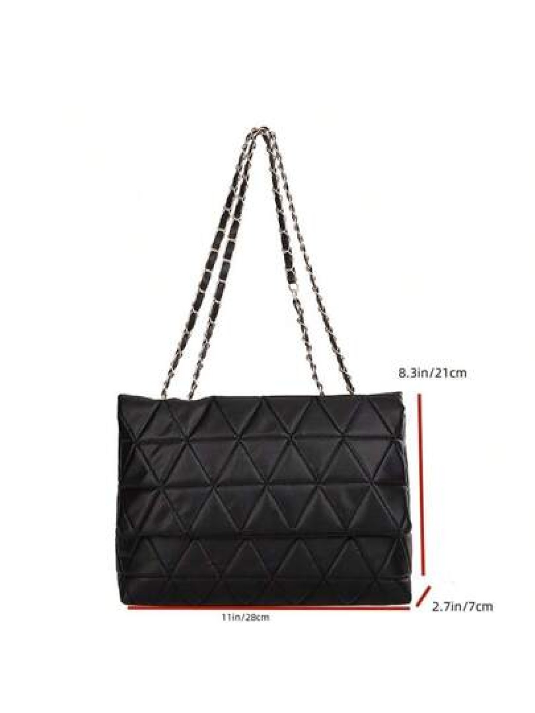 New Korean Style Fashionable Rhombus Pattern Shoulder Bag PU Chain Strap Tote Bag With Large Capacity For Women