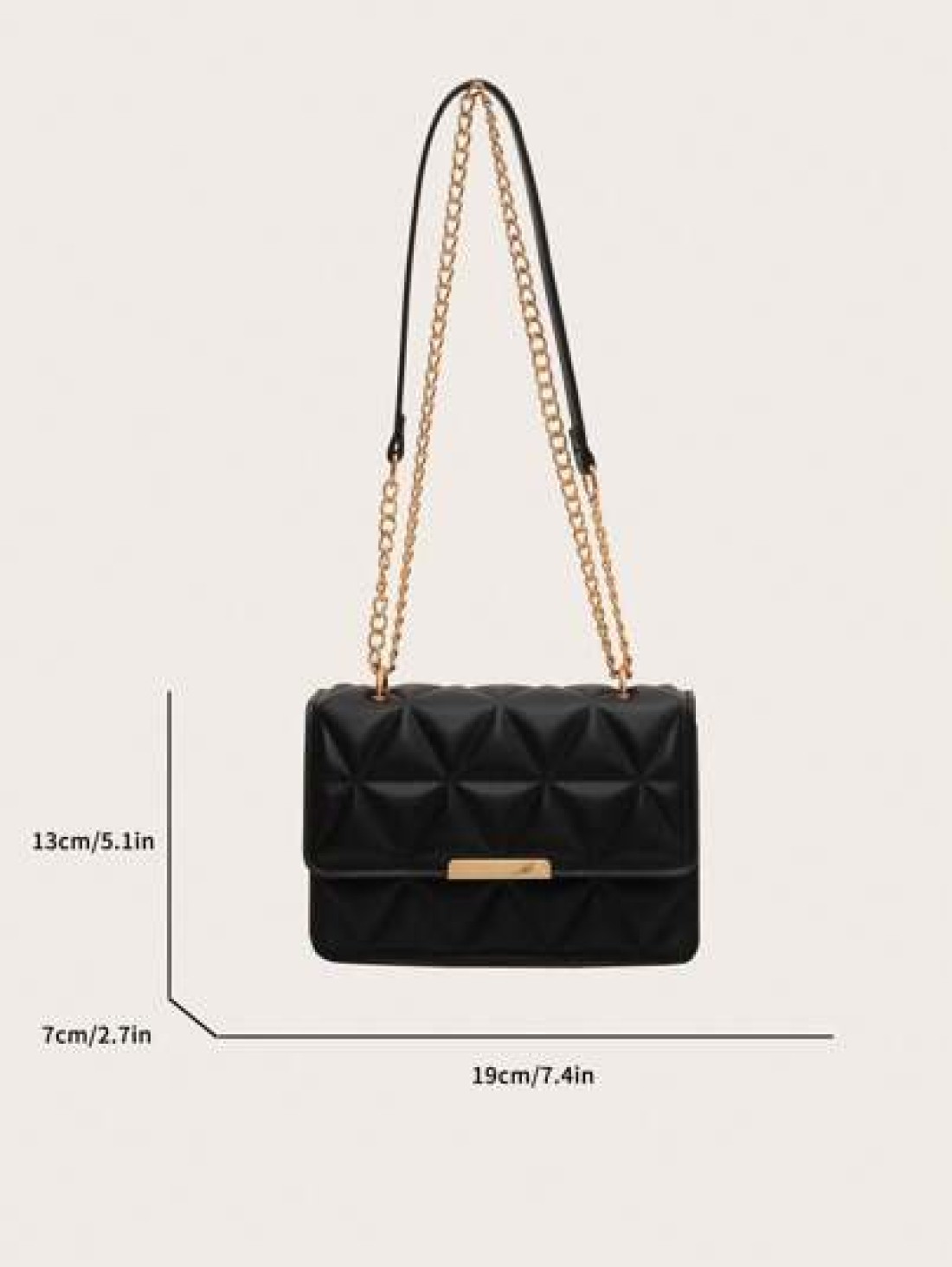 1pc Fashionable Solid Color Pressed Flap Mini Shoulder Bag With Chain Strap
