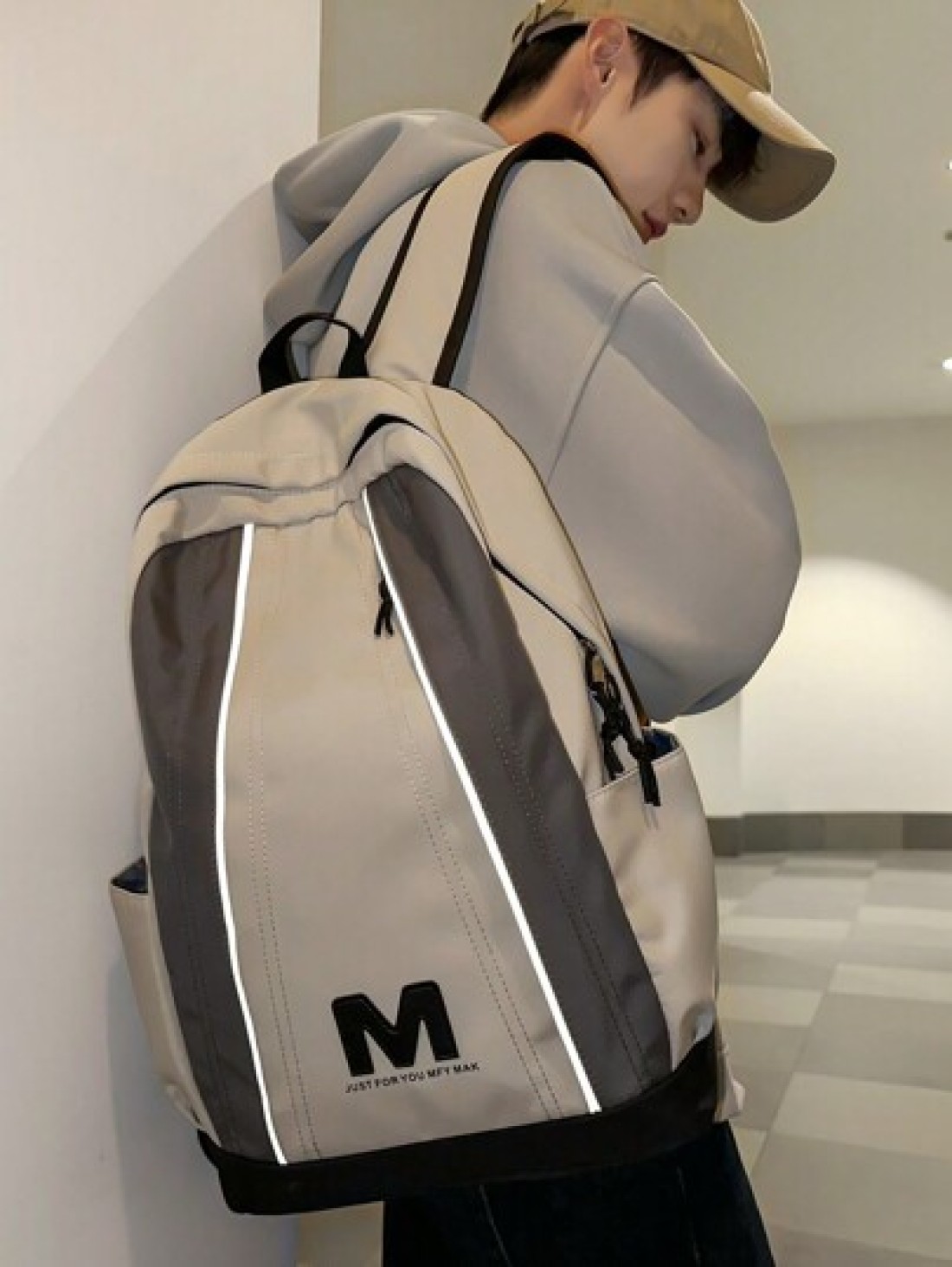 High School Backpack For Men Korean Style Large Capacity Travel Bag For Middle School And College Students Leisure And Vacation Two Toned Shoulder Bag With Academia Style Commute Book Bag School Bag S