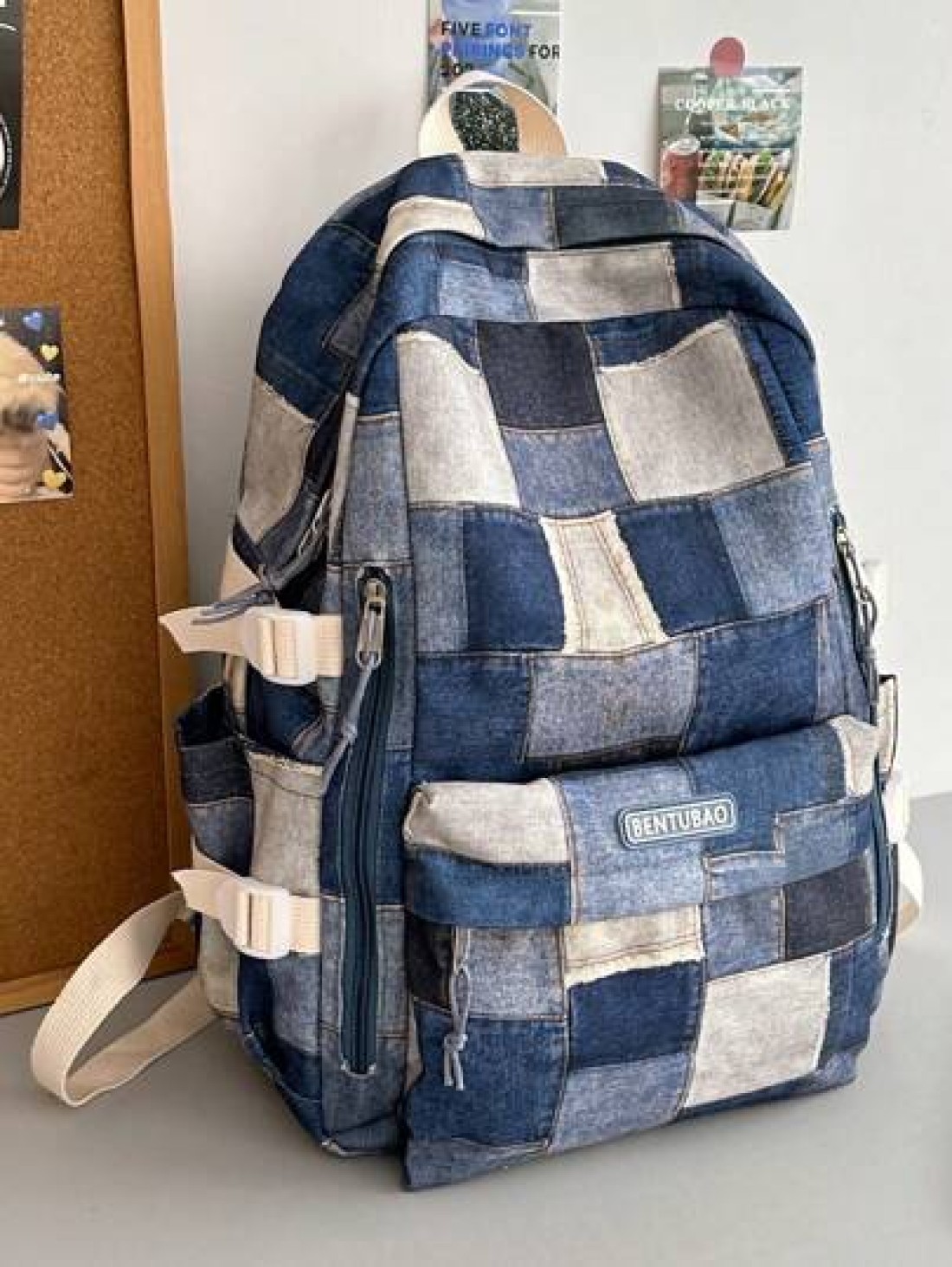 Fashionable Colorblock Plaid Casual Large Capacity Backpack For Men Versatile Daily Commute School Backpack Students Book Bag School Bag For Books School Supplies Gifts Fall Christmas Scream Bag Backp