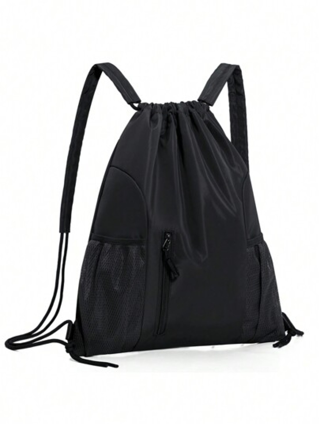 Large Stock New Arrival Water Proof Nylon Drawstring Backpack Solid Color Travel Outdoor Gym Bag Simple Outdoor Travel Backpack Weekend Summer Vacation Holiday Document Carry On Casual Black Personali