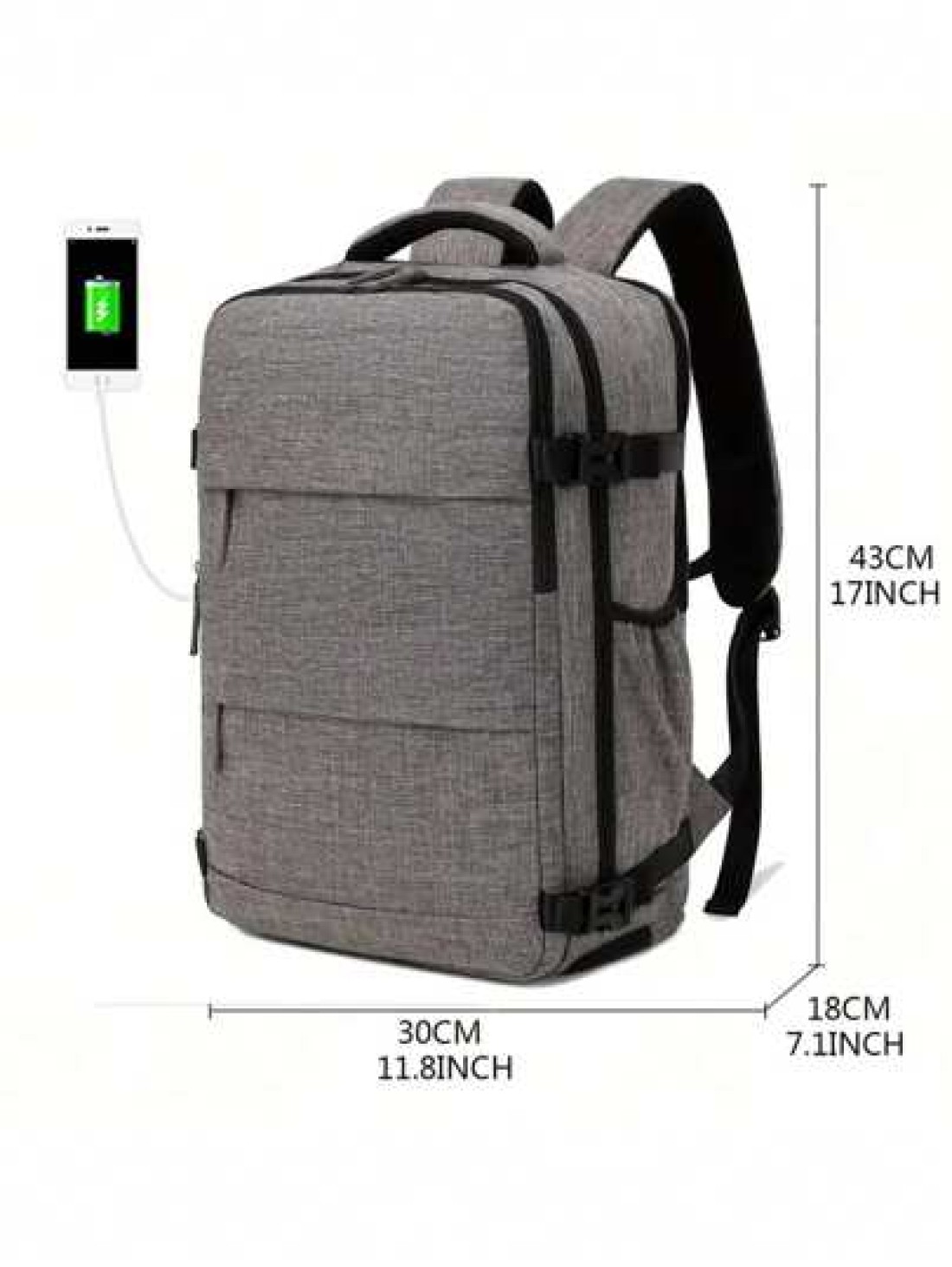 1pc Large Capacity Backpack With Shoe Compartment Casual Backpack With Charging Port Portable Laptop Bag For Hiking Camping Outdoor Recreation Student Bookbag Carry On Backpack Airline Approved Travel