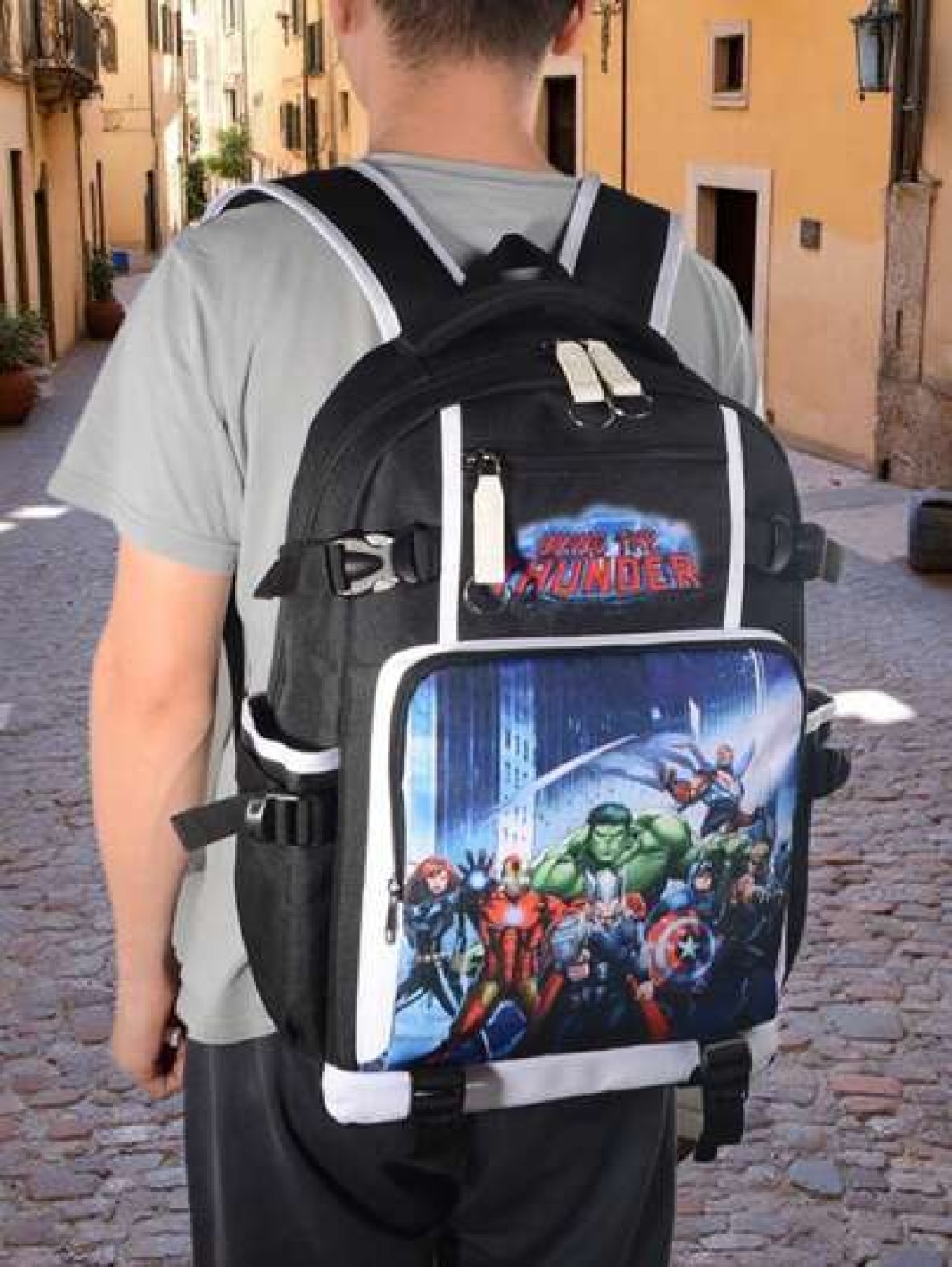 Marvel Graphic Print Oxford Cloth Backpack Minimalist Letter Design Large Capacity Laptop Bag Travel Bag Adjustable Shoulder Strap Multiple Compartments Suitable For Students Summer