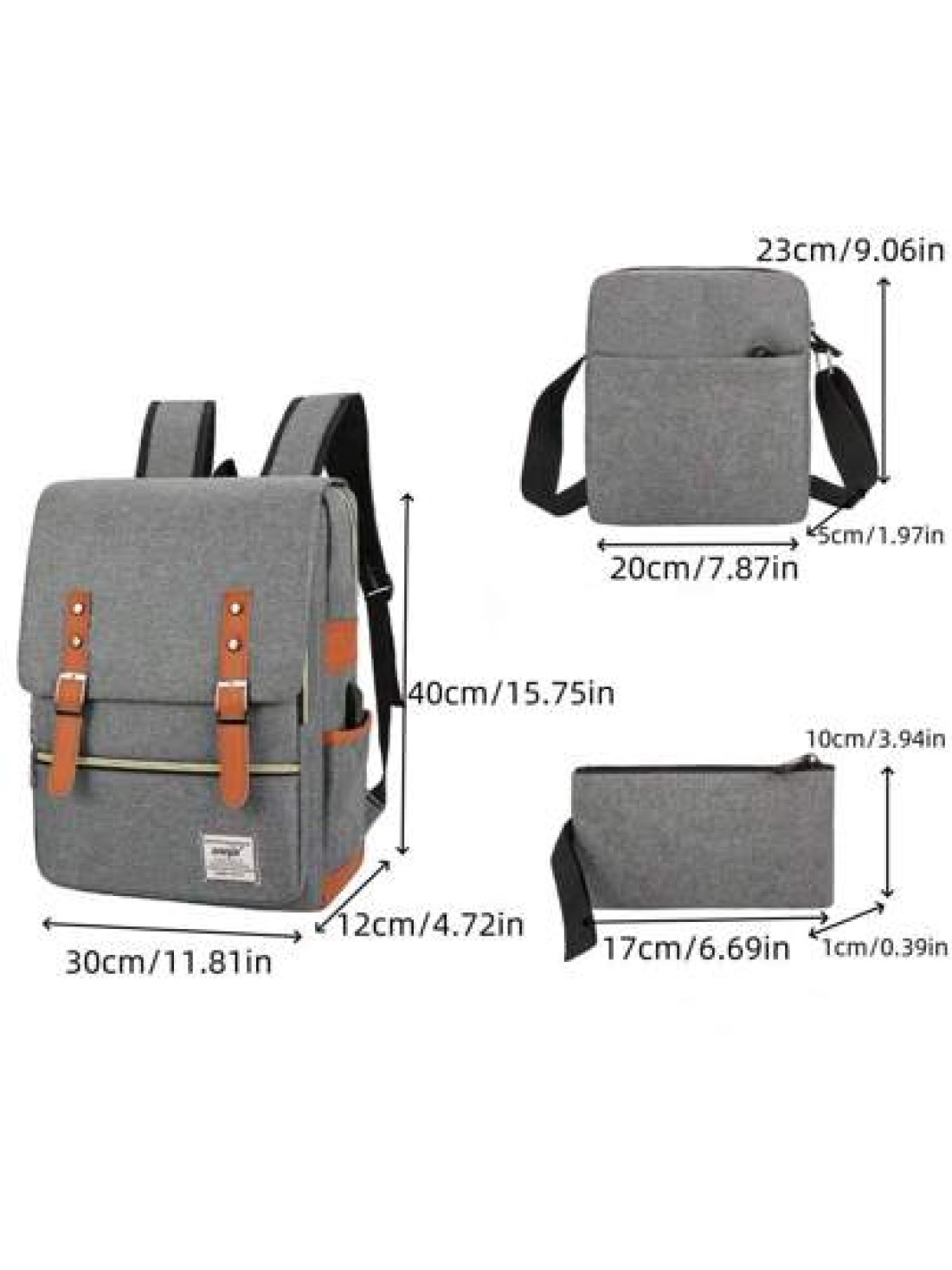 3 Piece Set Travel Laptop Backpack Durable Business Backpack College Student Book Bag For Men And Women Large Capacity Carry All Bag