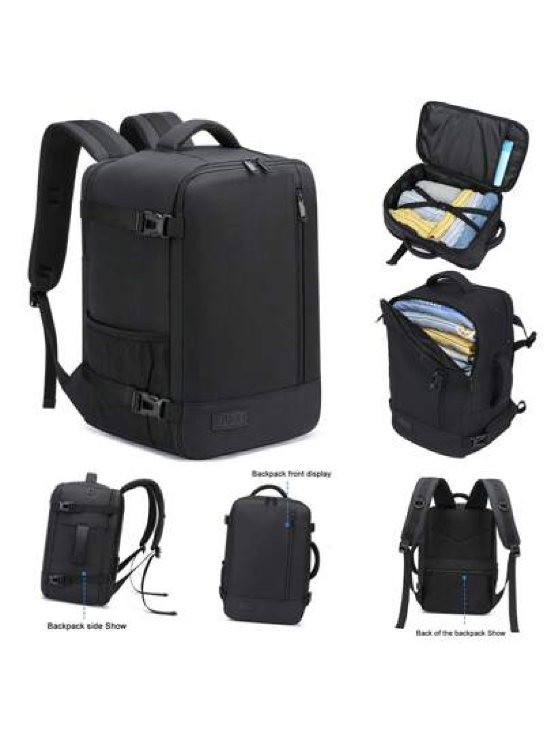 EZUOLA 40x20x25 Cm Handbag Luggage Lightweight Waterproof Travel Bag With Laptop Compartment Suitable For Men Women Students Business People School Gym Travel Business Black And Blue Holiday Essential