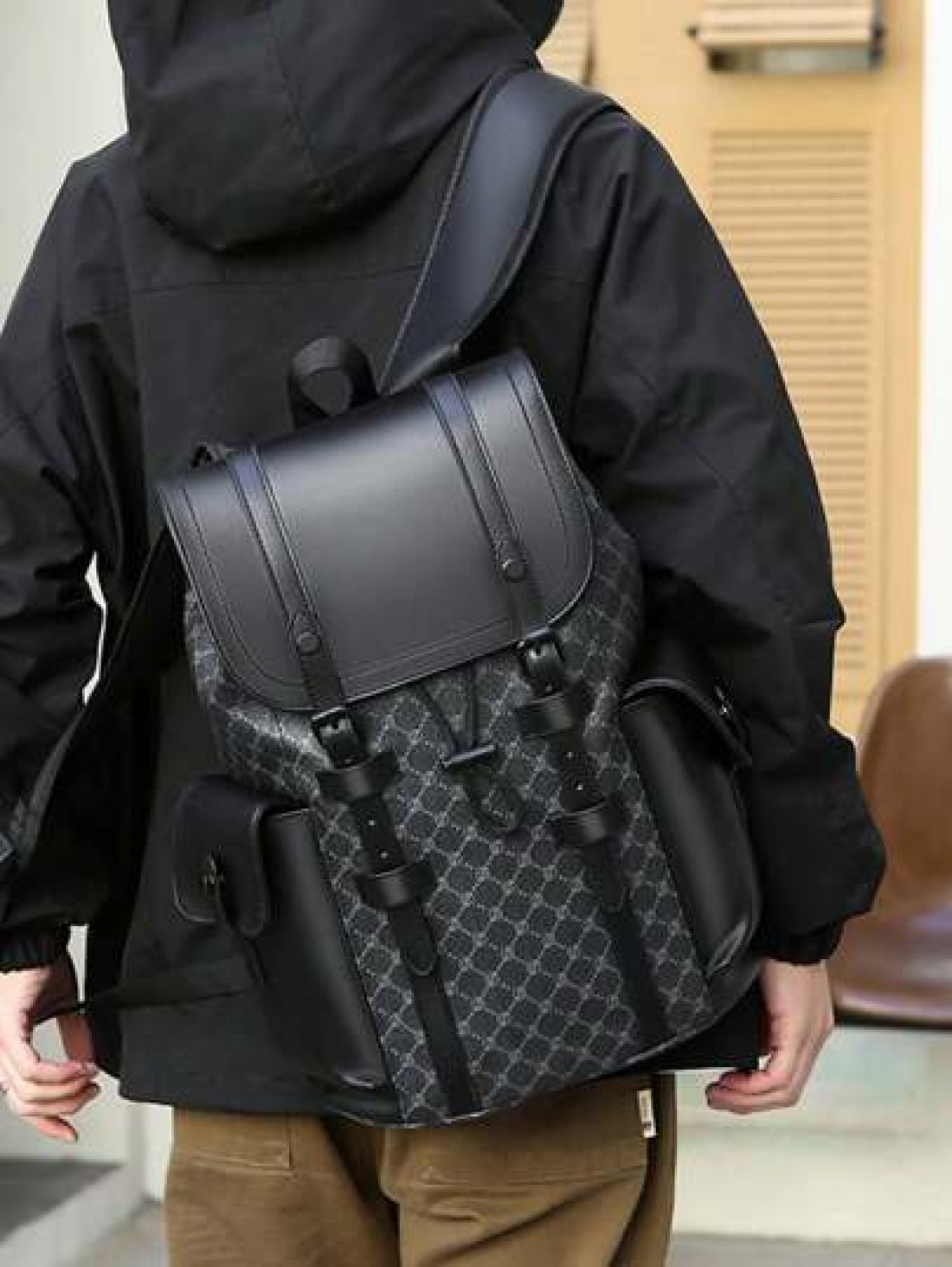 1pc 18 1in 12 2in 5 9in Fashion Men Functional Backpack Large Capacity Multipocket Backpack Scratch Wear Resistant Material Suitable For Travel Commuting Fits 15 6 Inch Laptop Adjustable Shoulder Stra