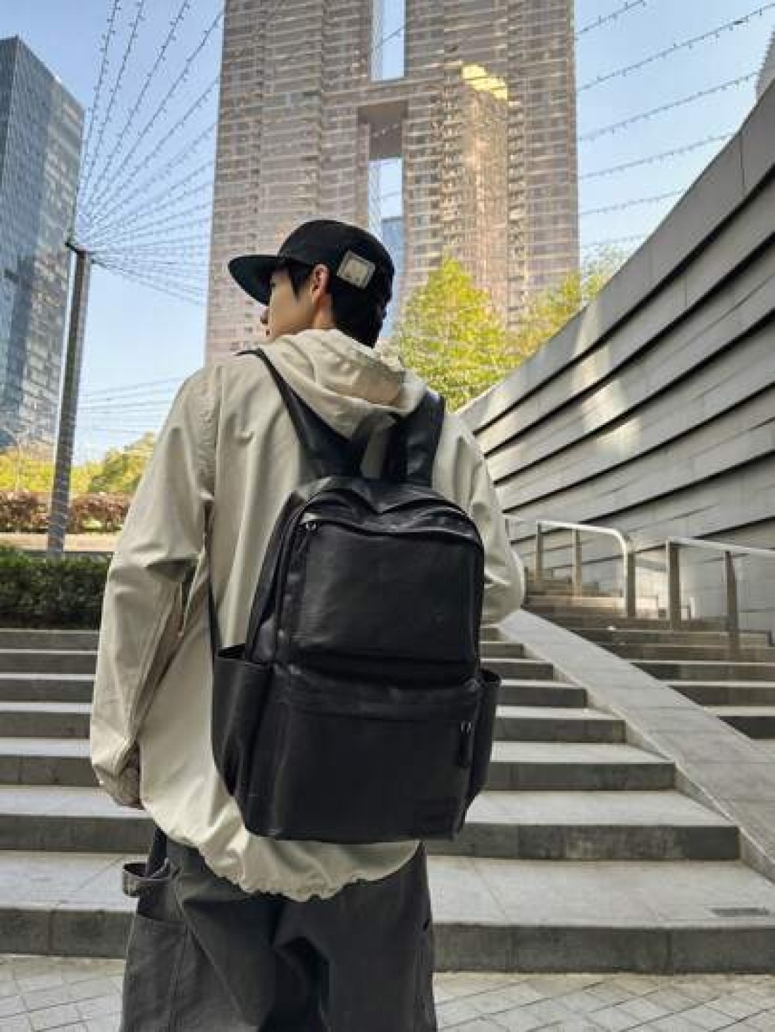 14 7inch Laptop Backpack Large Capacity Rucksack For School Teenagers Boys Men PU Leather Backpacks Male Schoolbag