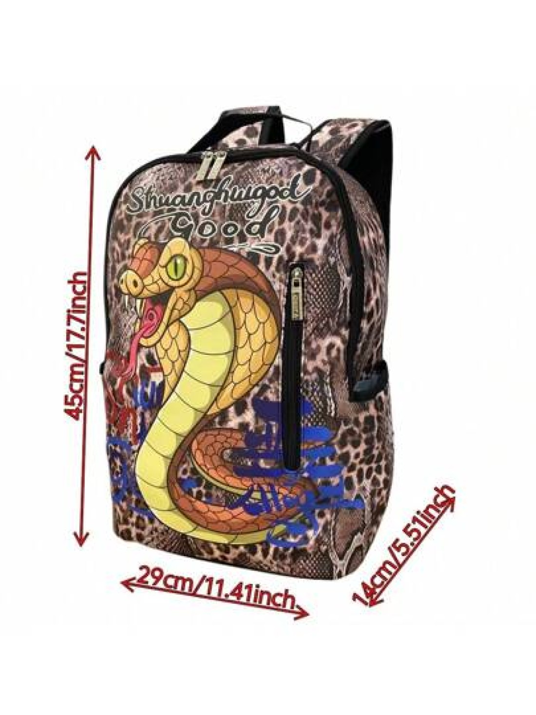 Fashionable Snake Print Backpack Large Capacity With Pockets Unisex Essential For Valentine s Day Autumn Winter Travel And Holiday