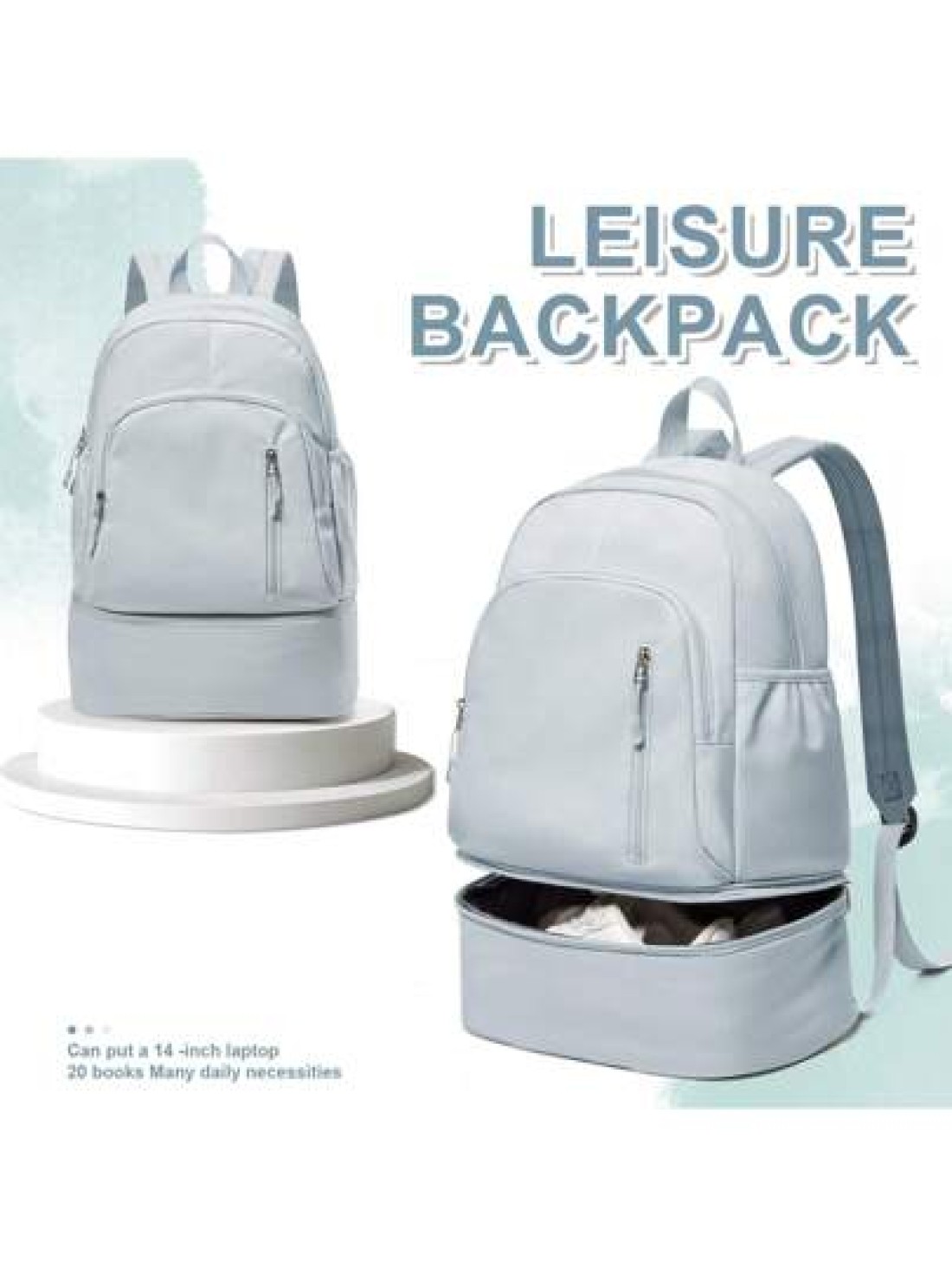 Expandable Wet Dry Separation Backpack With Shoe Compartment Casual Nylon Travel Gym Backpack Multipurpose Daypack For Men Water Resistant With Laptop Pocket