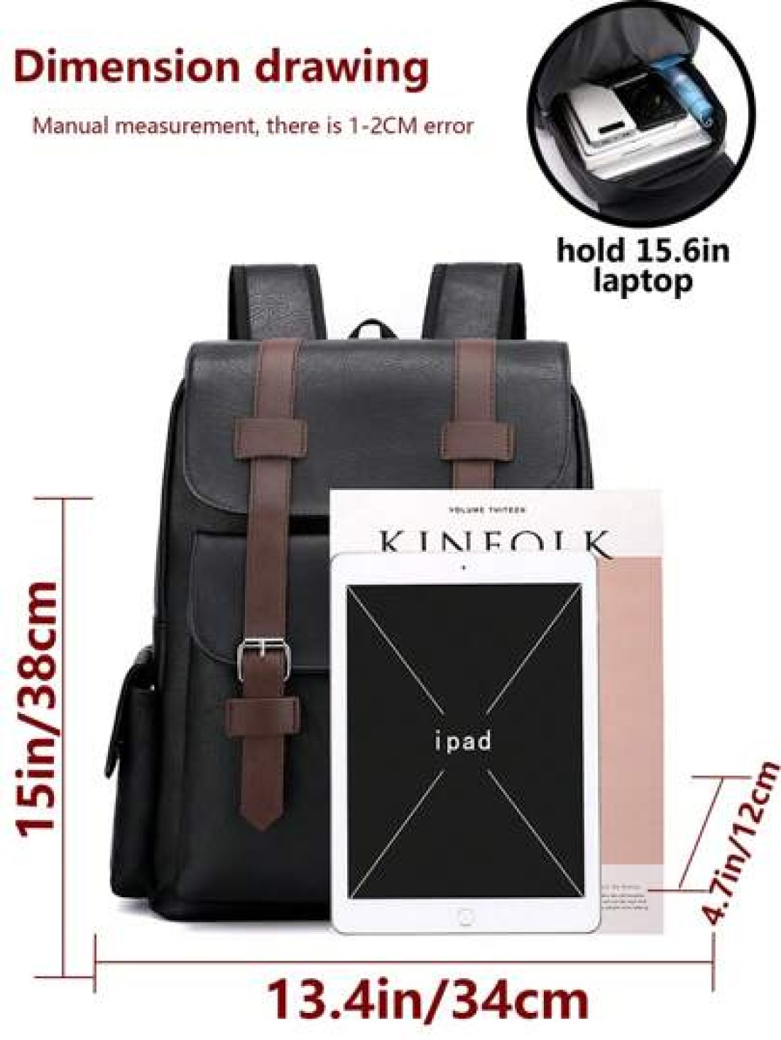 Multi Pocket Pu Soft Leather Backpack Men Purse Can Hold 15 6 Inch Computer Bag Lightweight School Bag Large Capacity Travel Bag Commuter Convenient Day Bag Multi Functional Book Bag For Students Juni
