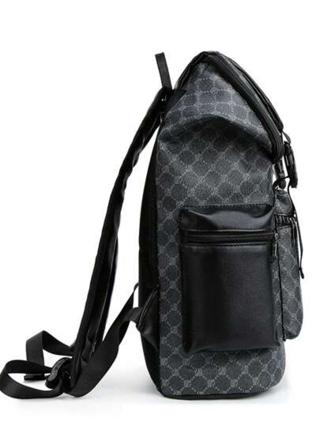 1pc Men Fashion Backpack Casual Daypack With Printing Large Capacity Travel Laptop Rucksack Hiking Backpack With Zipper PVC Black Bag Gift For Men Men s Accessories