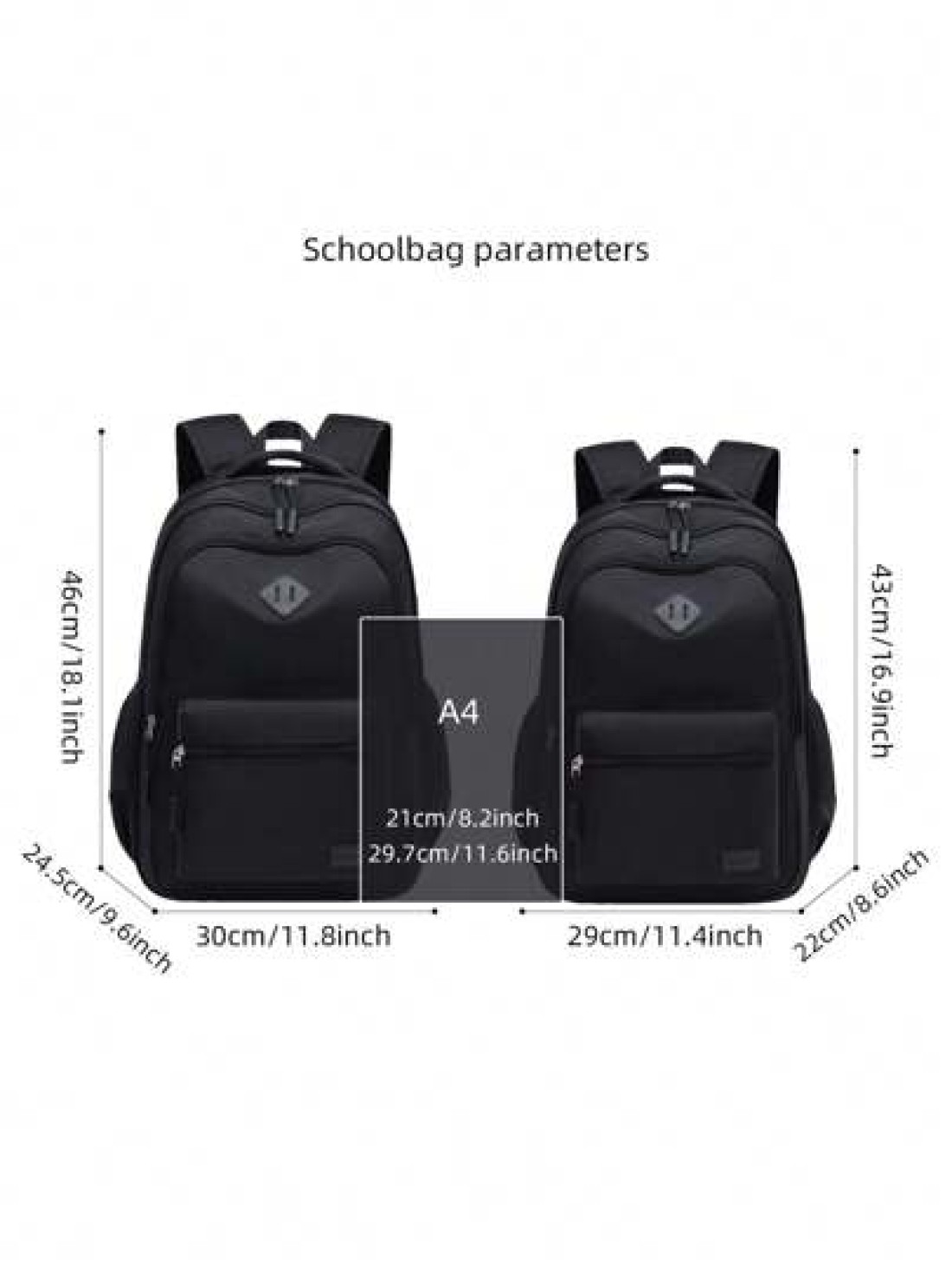 1pc Classic Black Backpack For Men Large Capacity Multi Layer Design Adjustable Shoulder Strap Polyester Lining Zipper Closure Side Water Bottle Holder Suitable For School And Travel Casual Style Back