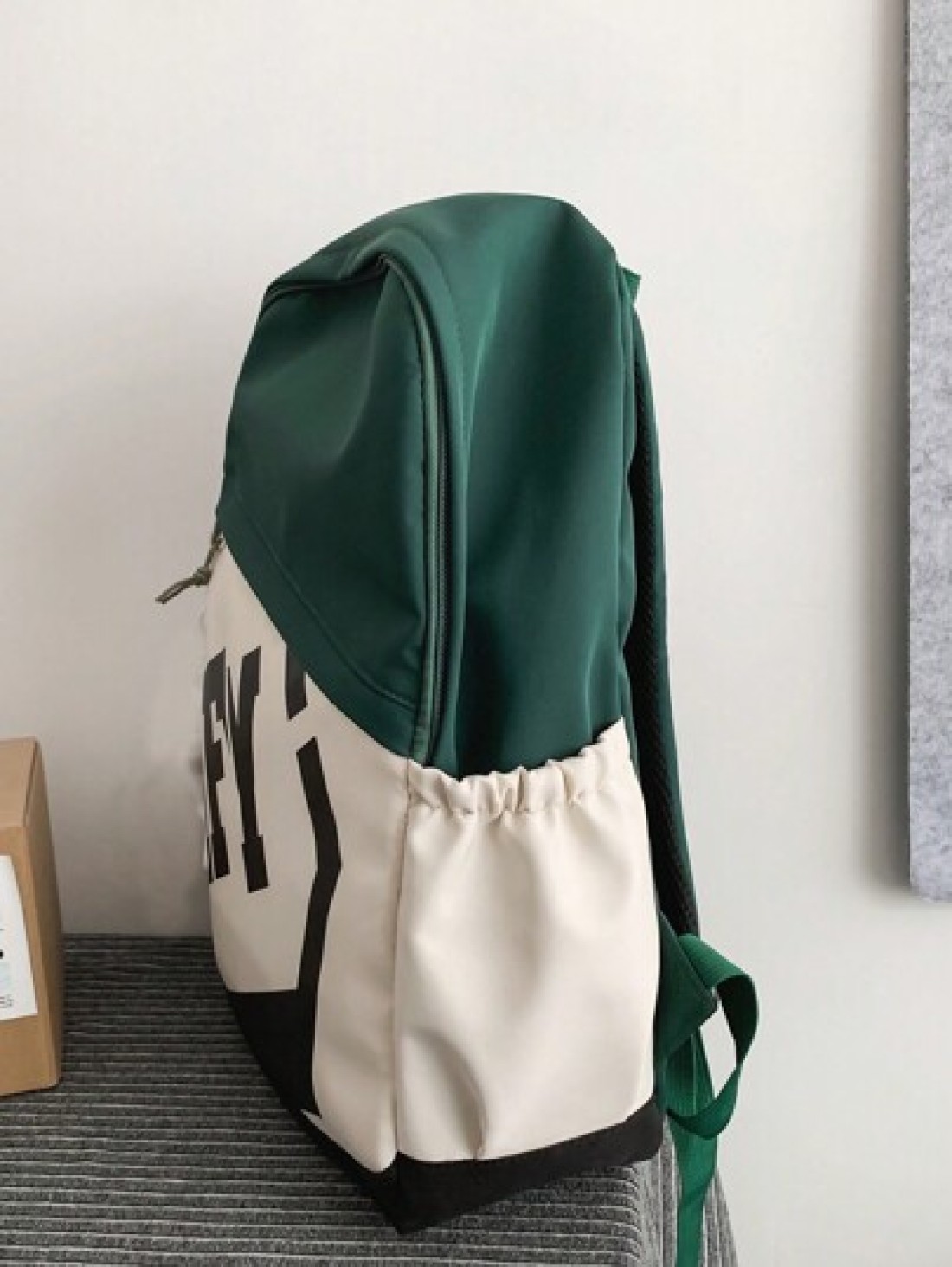 New Color Blocking Backpack For Men 15 Inch Laptop Bag 20l Capacity With Letter Print Suitable For Students Vacation School Carry On Polyester Green Personalized Gifts Practical Extra Large School Bac