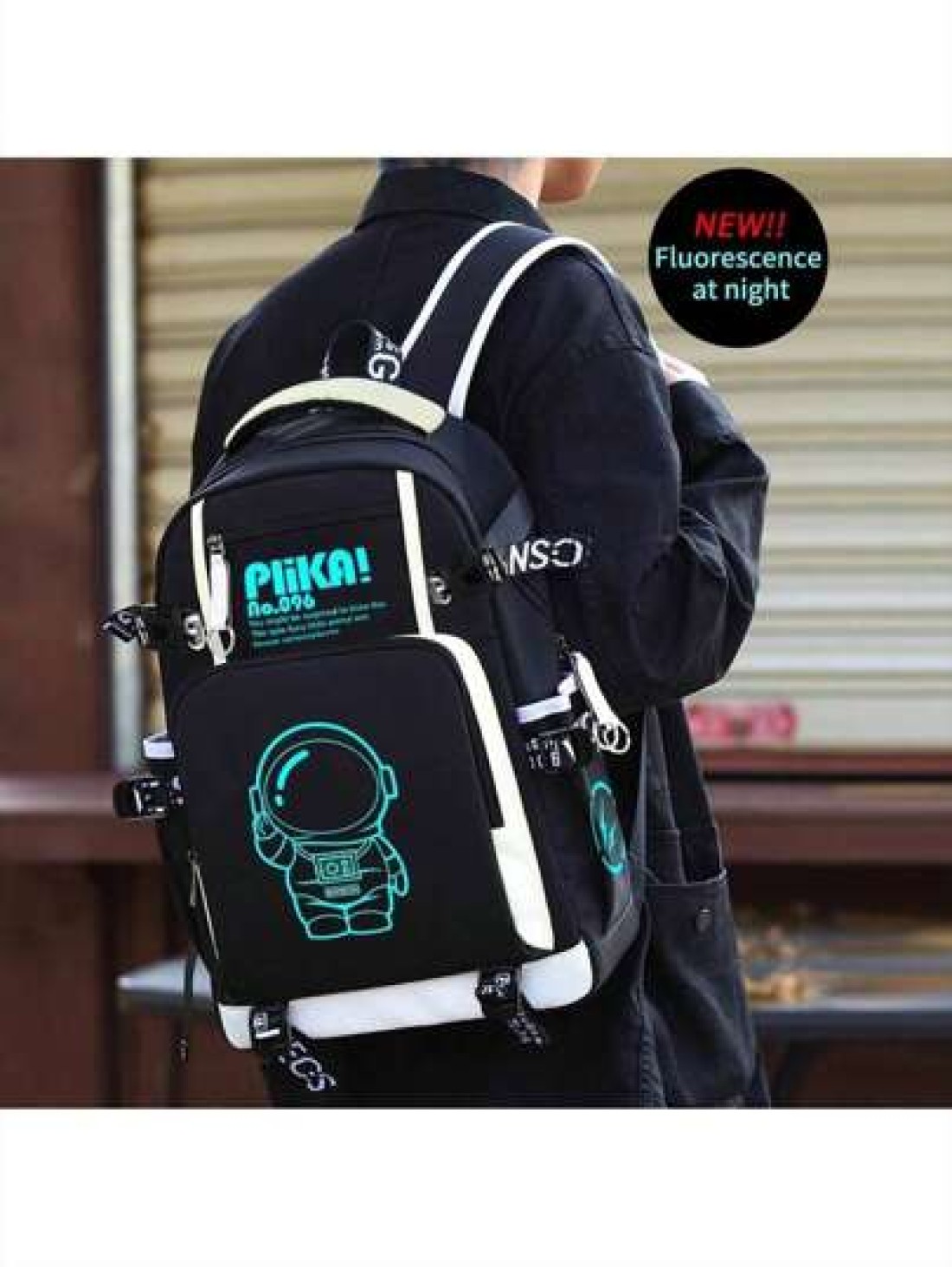 Luminous Cartoon Astronaut Backpack Minimalist Lightweight Oxford Cloth Large Capacity Computer Bag Adjustable Travel Campus Backpack All Webbing Randomly Printed Anime School Supplies