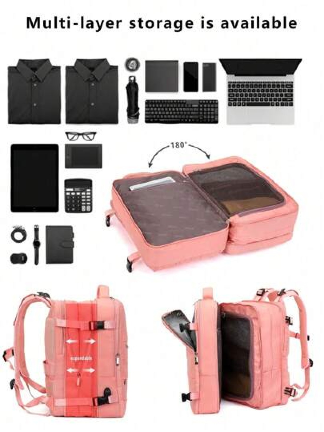 Large Capacity Water Proof Carry On Backpack Travel Backpack Short Distance Business Trip Duffel Bag Computer Schoolbag With USB Charging Port Suitable For Travel Business Vacation College School Outd