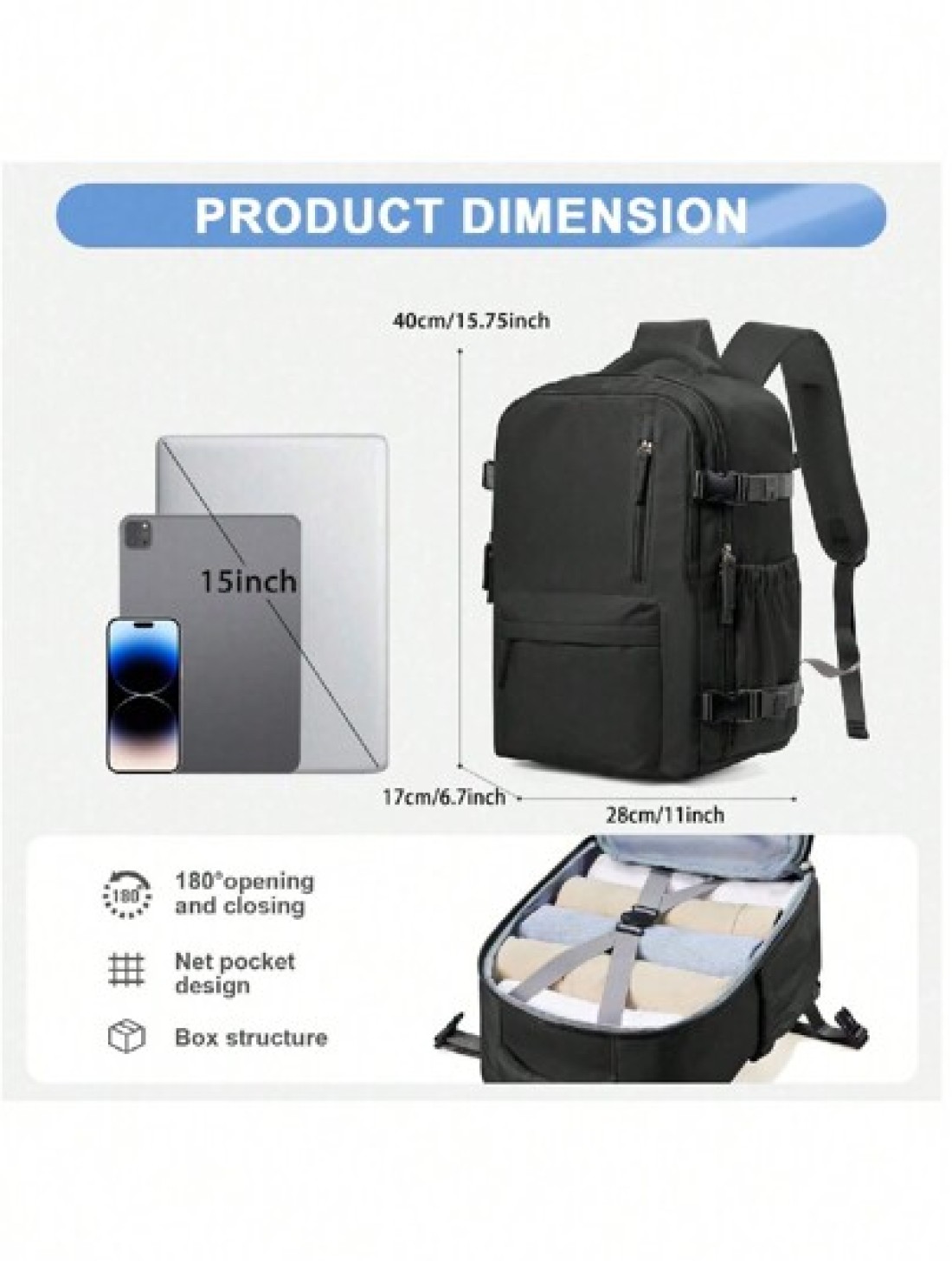 Travel Backpack Carry On Backpack Airline Approved Hiking Sport Casual Daypack Waterproof Personal Item Backpack Large Capacity Oversized For Work Vacation Outdoor Student New Year s Day Gift Valentin