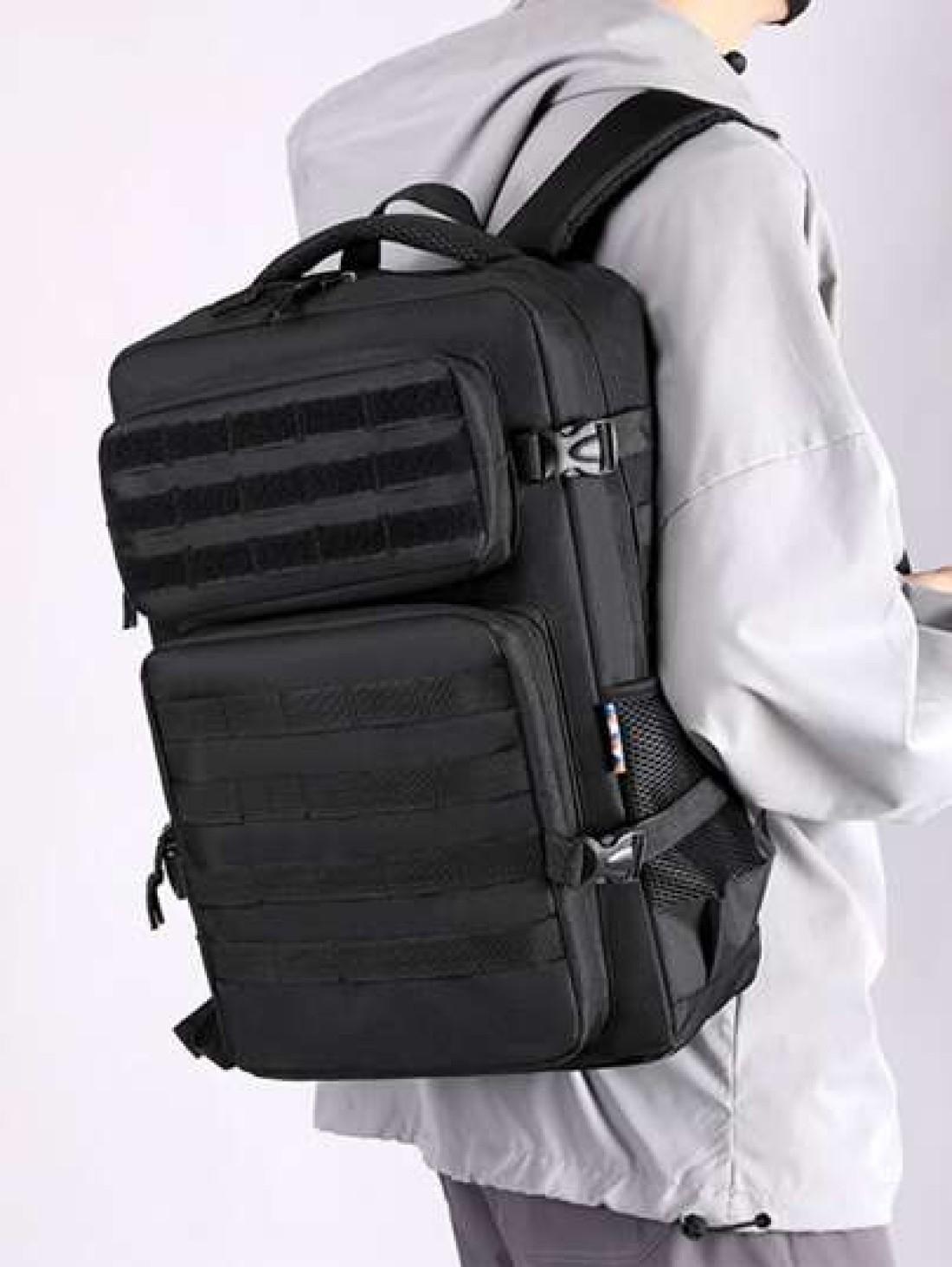 17 Inch Men Release Buckle Decor Camping Bag School Bag School Bags Schoolbag Backpack Daypack Laptop Bag Computer Bag Book Bag Rucksack Shoulder Bag Sport Bag College Bag Teenagers Freshmen Winter Ch