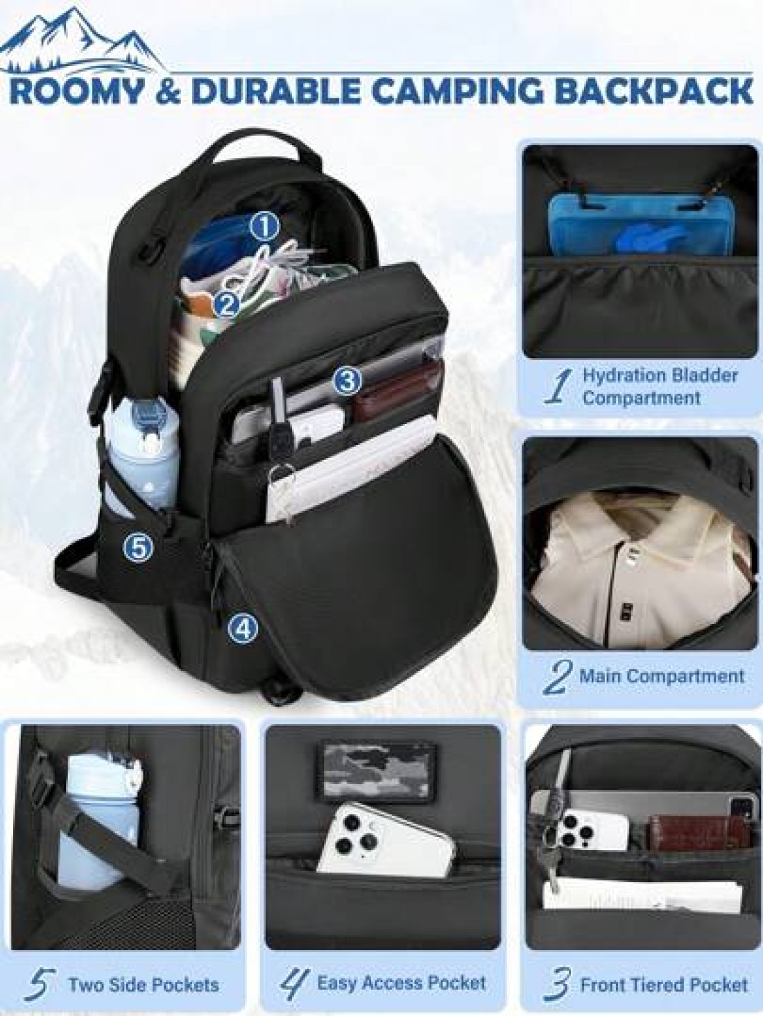 Hiking Backpack Military Tactical Backpacks Hunting Rucksack For Camping Cycling Climbing Walking Mountaineer Outdoor Sports