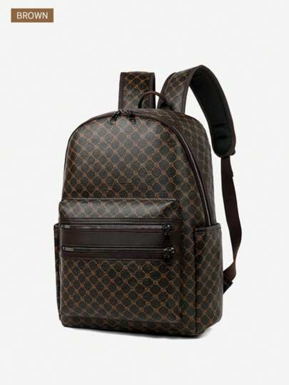 Large Capacity Printed Retro Backpack Unisex Fashion PU Leather Business Laptop College School Bag