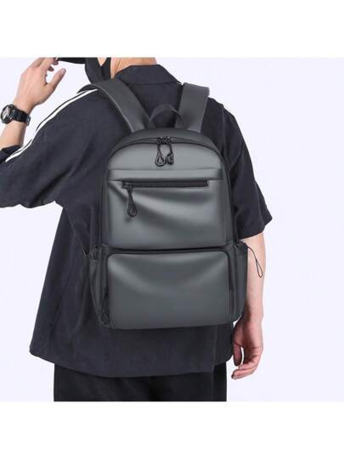 Men s Backpack For Casual Travel Laptop Compartment Korean Fashion Stylish Student Schoolbag Solid Color Rucksack