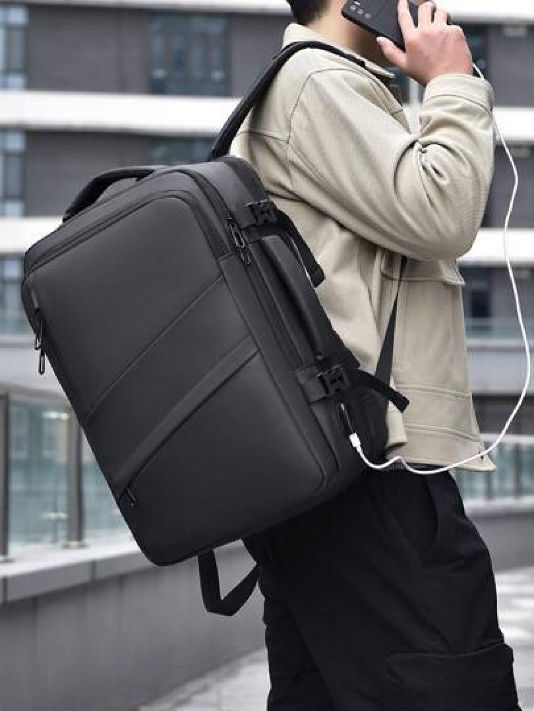 Men Backpack Rucksack Business Backpack With USB Charge Port 1pc Expandable Laptop Backpack Casual Multi Pocket Daypack Large Capacity Fashion Backpack High Quality Waterproof Oxford Male Travel Commu