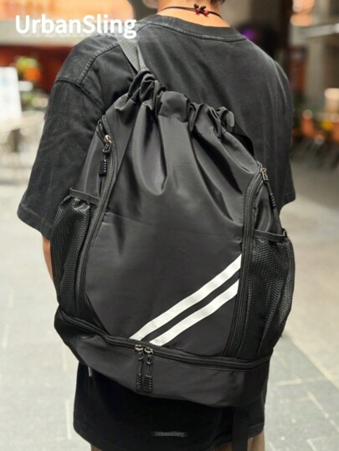 Spacious Waterproof Drawstring Backpack With Multi Pocket Design Perfect For Travel Sports And Outdoor Activities Ideal For Basketball Tennis And Swimming Gear And More Great Gift For Students And Men