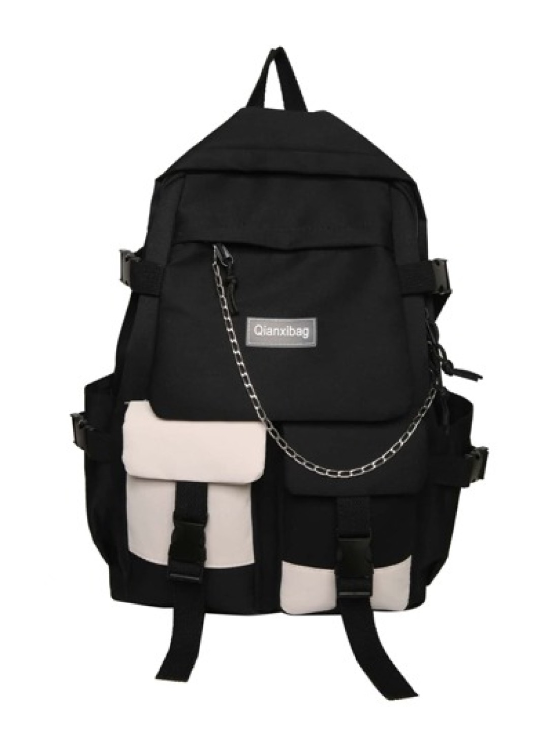 Men Letter Patch Chain Decor School Backpack Laptop Bag Bookbag Rucksack Shoulder Bag Travel Bag Sport Bag College Bag For School College Business Outdoor Hiking Travel Camping Sport Students Hip Bag