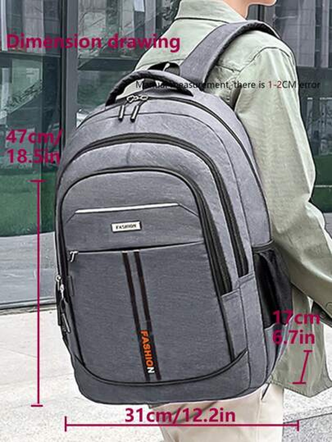Backpack Men Purse With Reflective Strip Design And Multiple Pockets Can Hold 15 6 Inch Computer Bag Lightweight School Bag Large Capacity Travel Bag Commuter Convenient Day Bag Multi Functional Book
