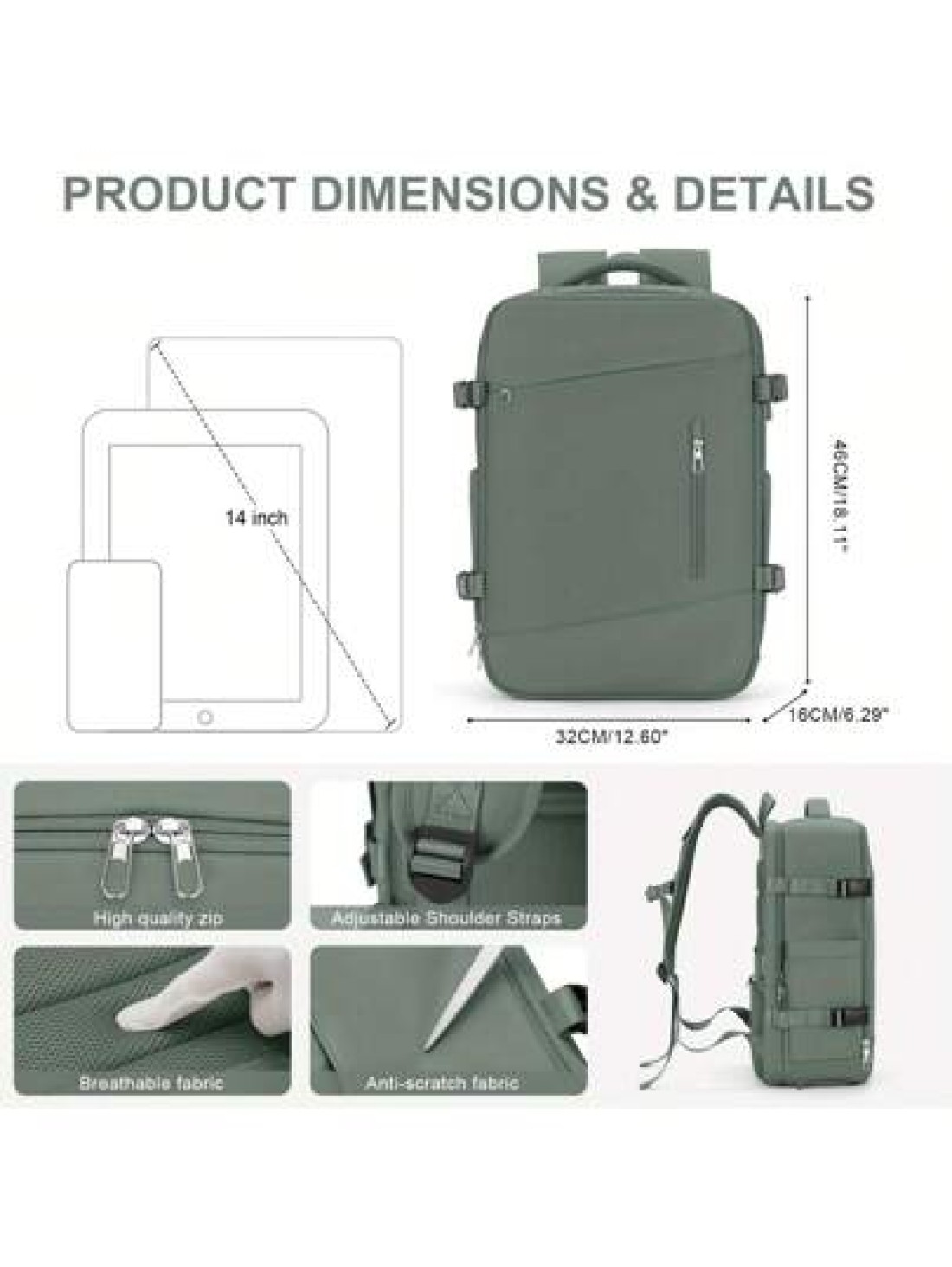 Carry On Backpack Travel Backpacks Flight Approved Large Capacity Nylon Fabric Waterproof Hiking Backpack Outdoor Computer Backpack For Travel Camping Hiking Gift For Mom Dad Daughter Friend New Year