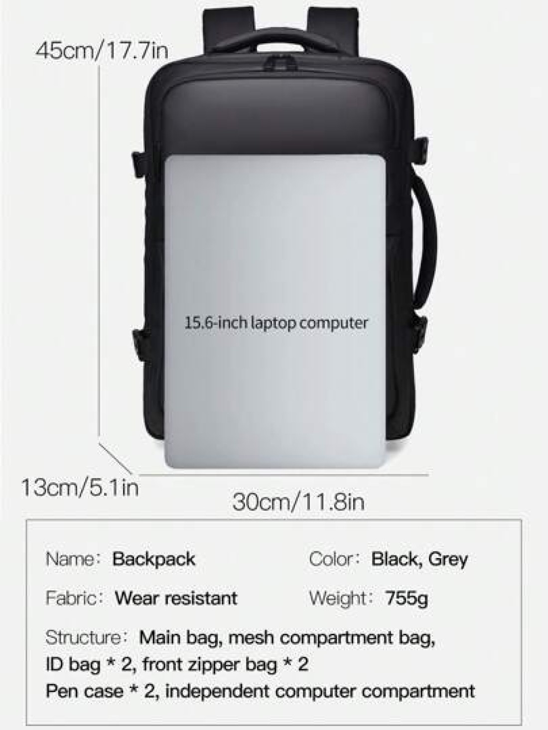1pc Expandable Large Capacity Travel Backpack Outdoor Beach Bag School Student Backpack Weekend Overnight Bag With Wet Dry Separation Multiple Pockets Scratch Resistant Water Resistant Fabric Holiday